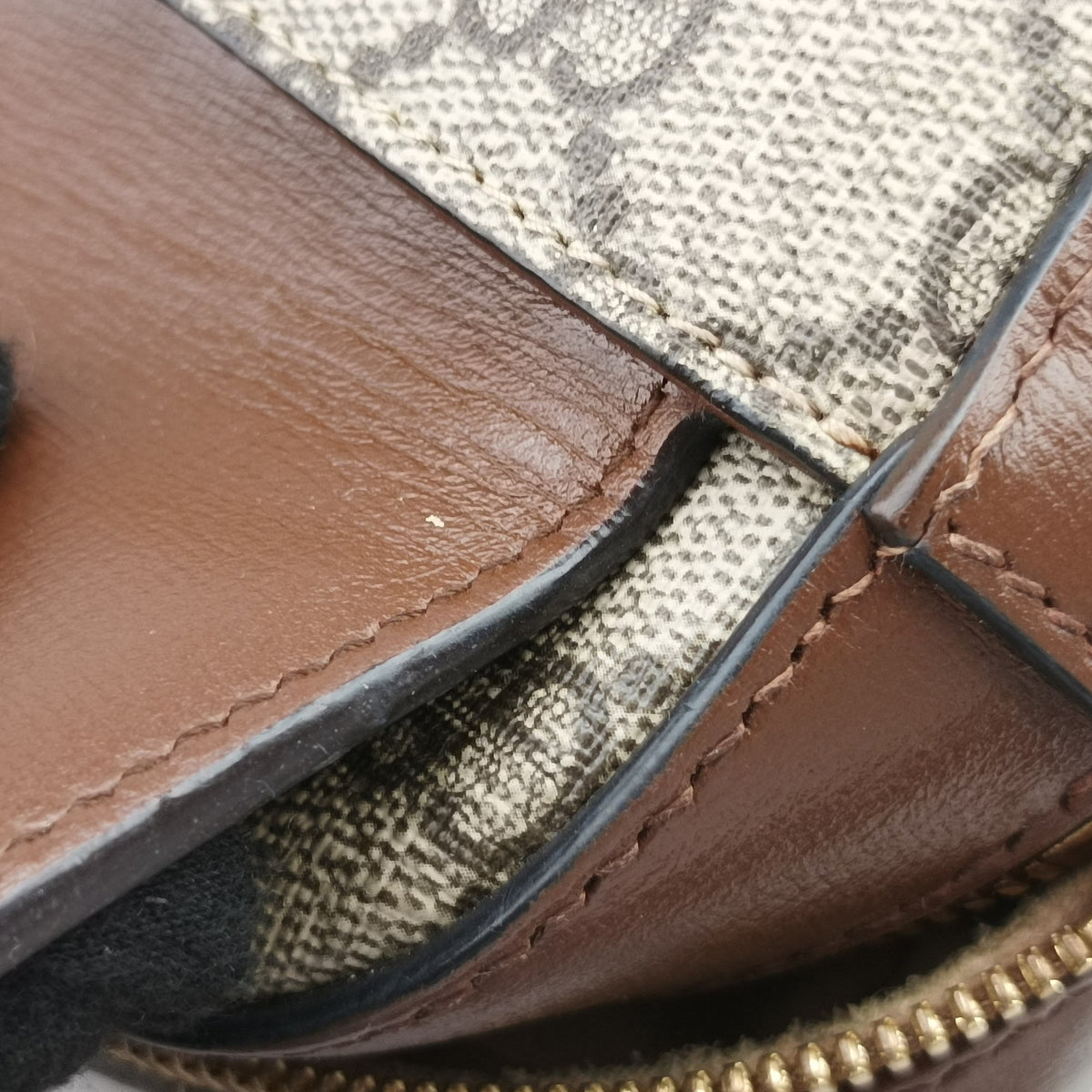 Pre-owned Gucci Horsebit 1955 beige×brown PVC coated canvas ×Leather 645454 shoulderbag | stylenewstar