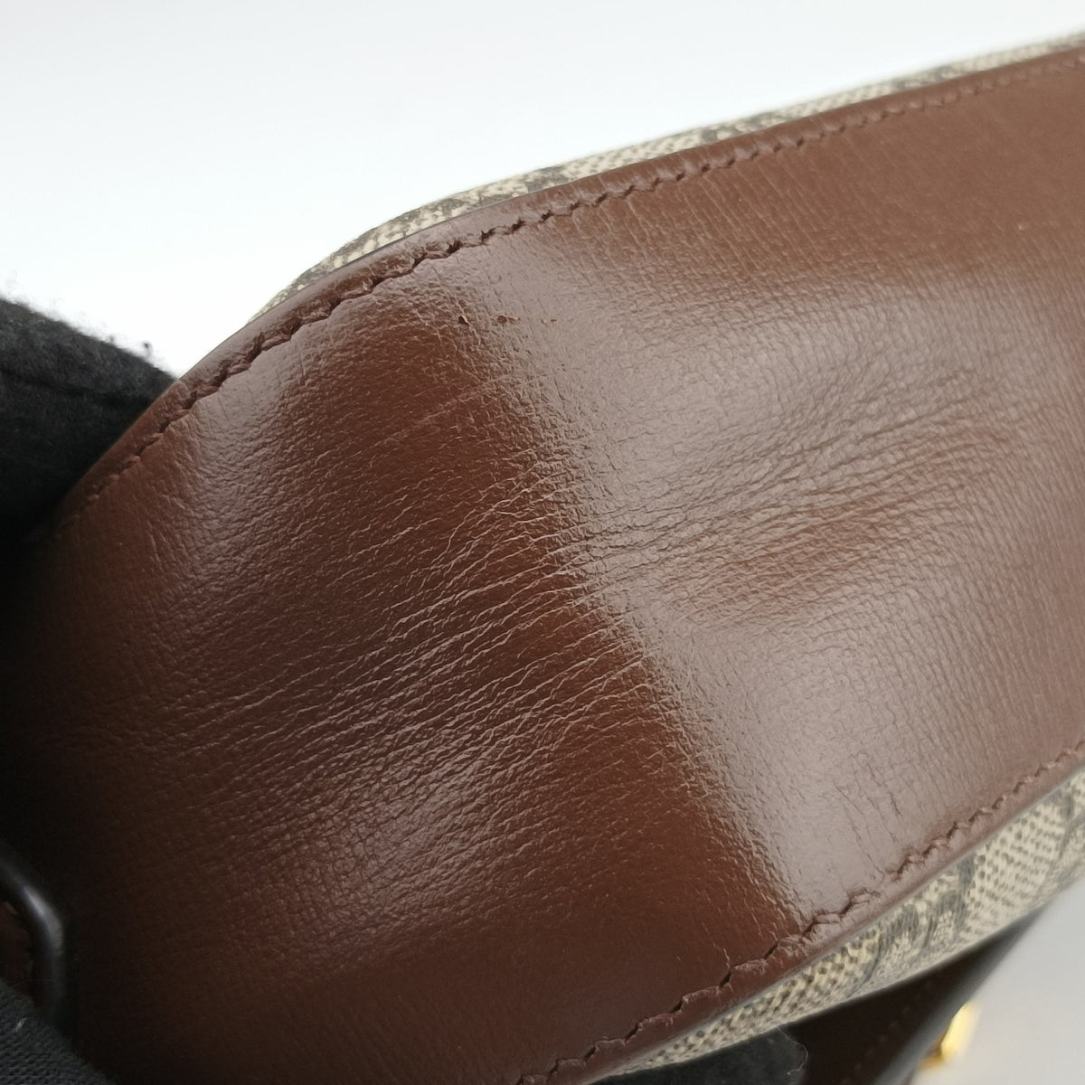 Pre-owned Gucci Horsebit 1955 beige×brown PVC coated canvas ×Leather 645454 shoulderbag | stylenewstar