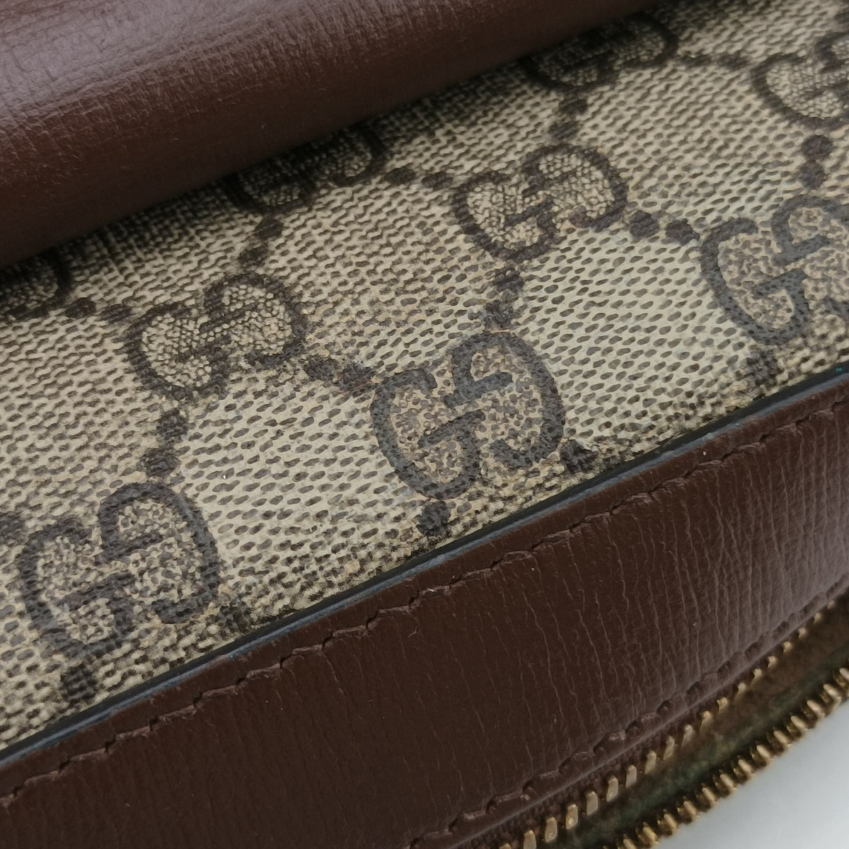Pre-owned Gucci Horsebit 1955 beige×brown PVC coated canvas ×Leather 645454 shoulderbag | stylenewstar