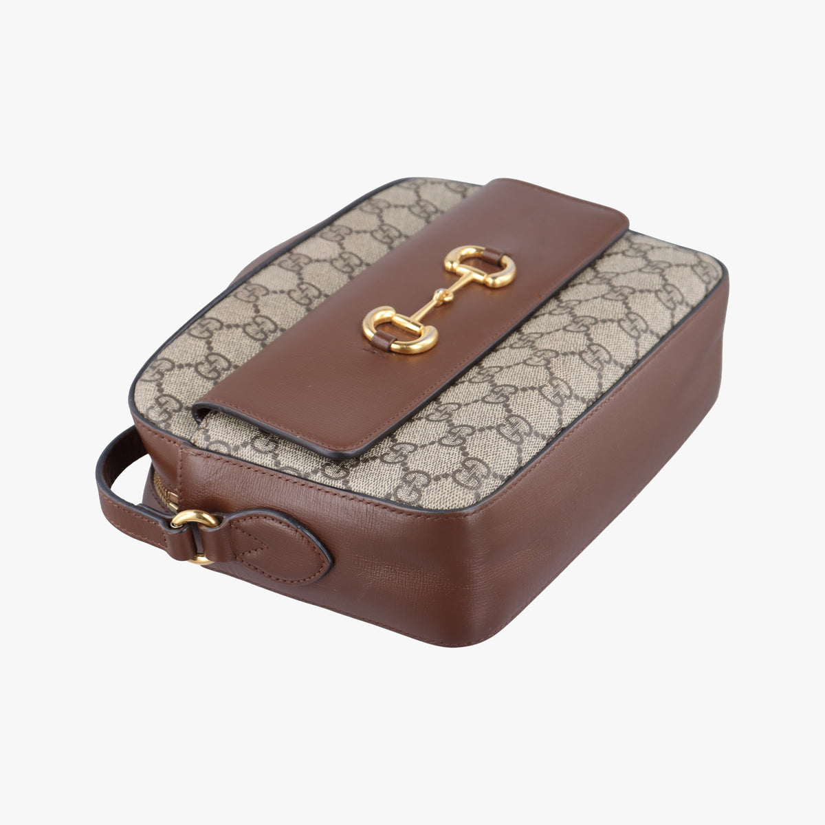 Pre-owned Gucci Horsebit 1955 beige×brown PVC coated canvas ×Leather 645454 shoulderbag | stylenewstar