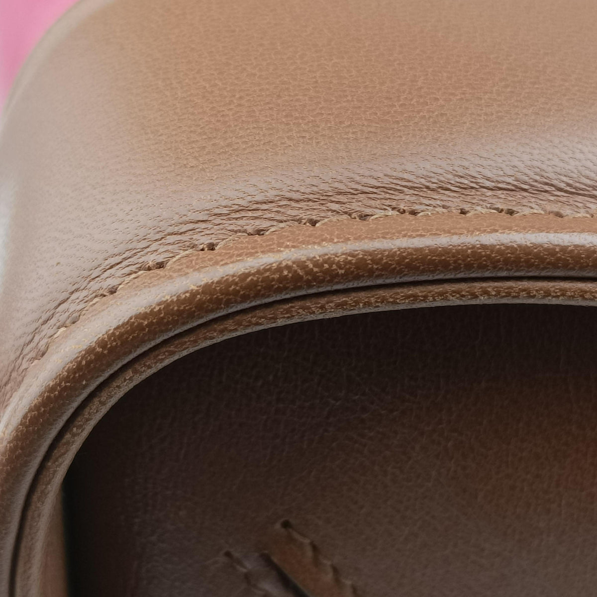 Pre-owned Miu Miu Madras Brown×Pink Leather  shoulderbag | stylenewstar