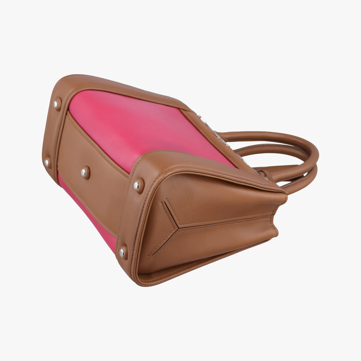 Pre-owned Miu Miu Madras Brown×Pink Leather  shoulderbag | stylenewstar
