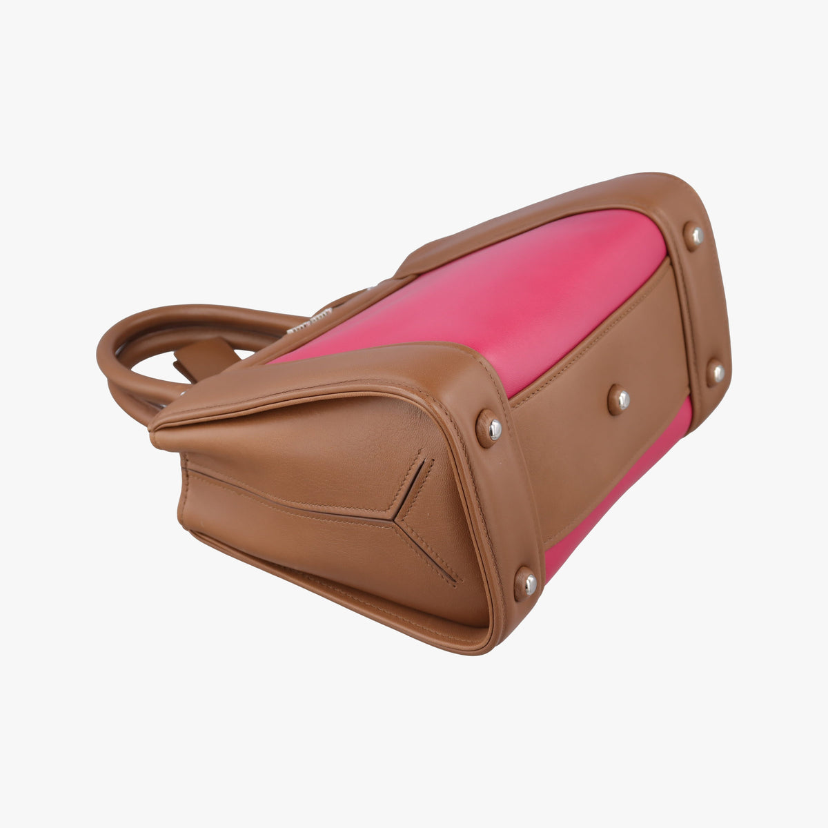 Pre-owned Miu Miu Madras Brown×Pink Leather  shoulderbag | stylenewstar