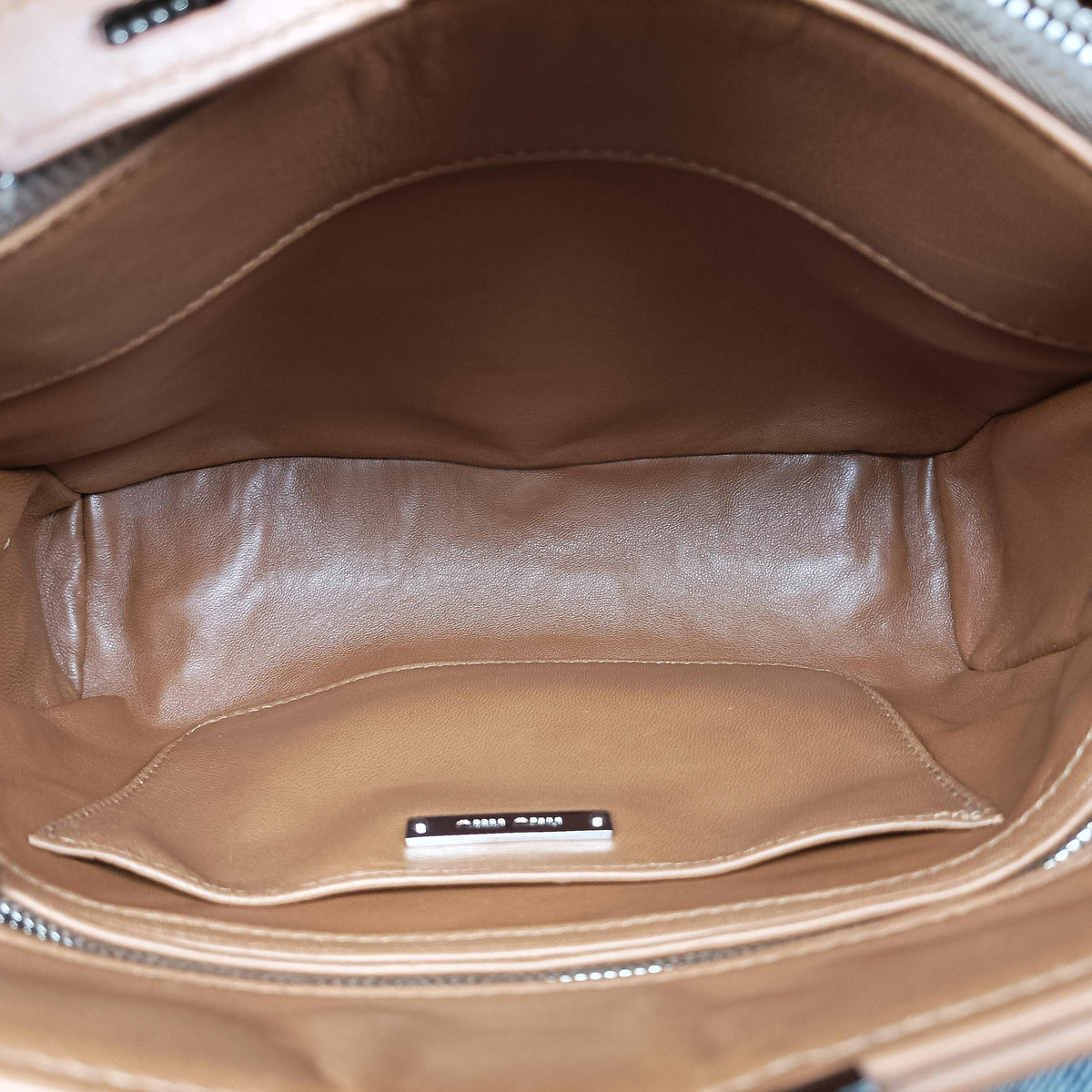 Pre-owned Miu Miu Madras Brown×Pink Leather  shoulderbag | stylenewstar