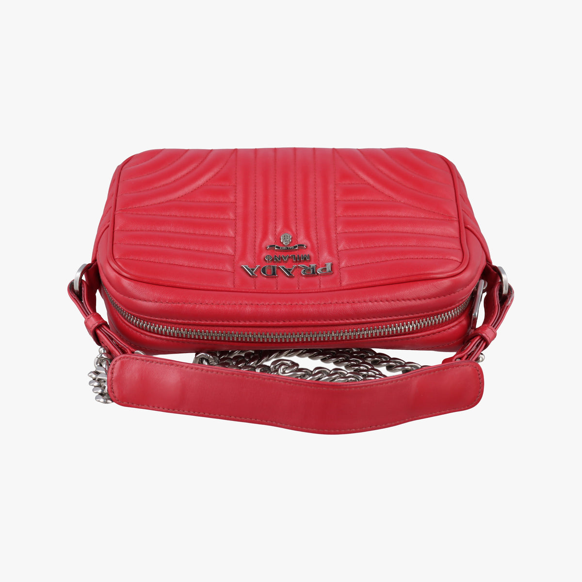 Pre-owned Prada Diagramme Red leather 1BH084 shoulderbag | stylenewstar