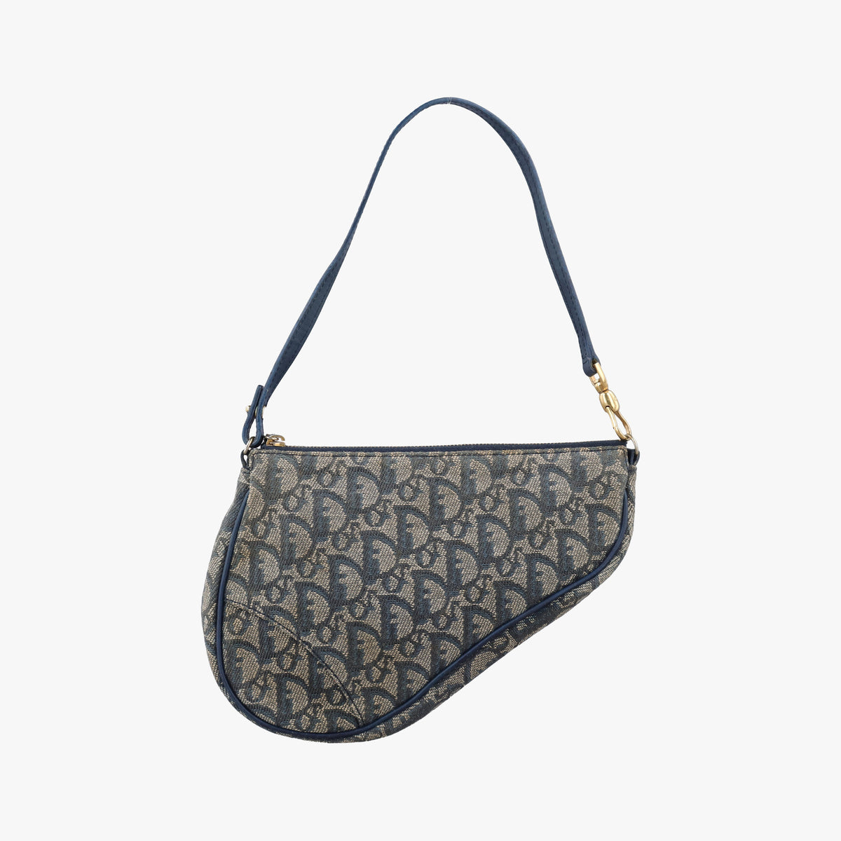 Secondhand Christian Dior Saddle Navy Jacquard x Leather  shoulderbag | stylenewstar