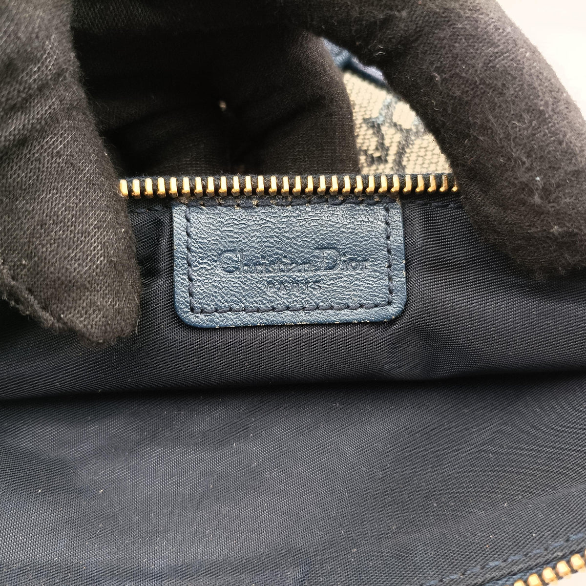 Secondhand Christian Dior Saddle Navy Jacquard x Leather  shoulderbag | stylenewstar