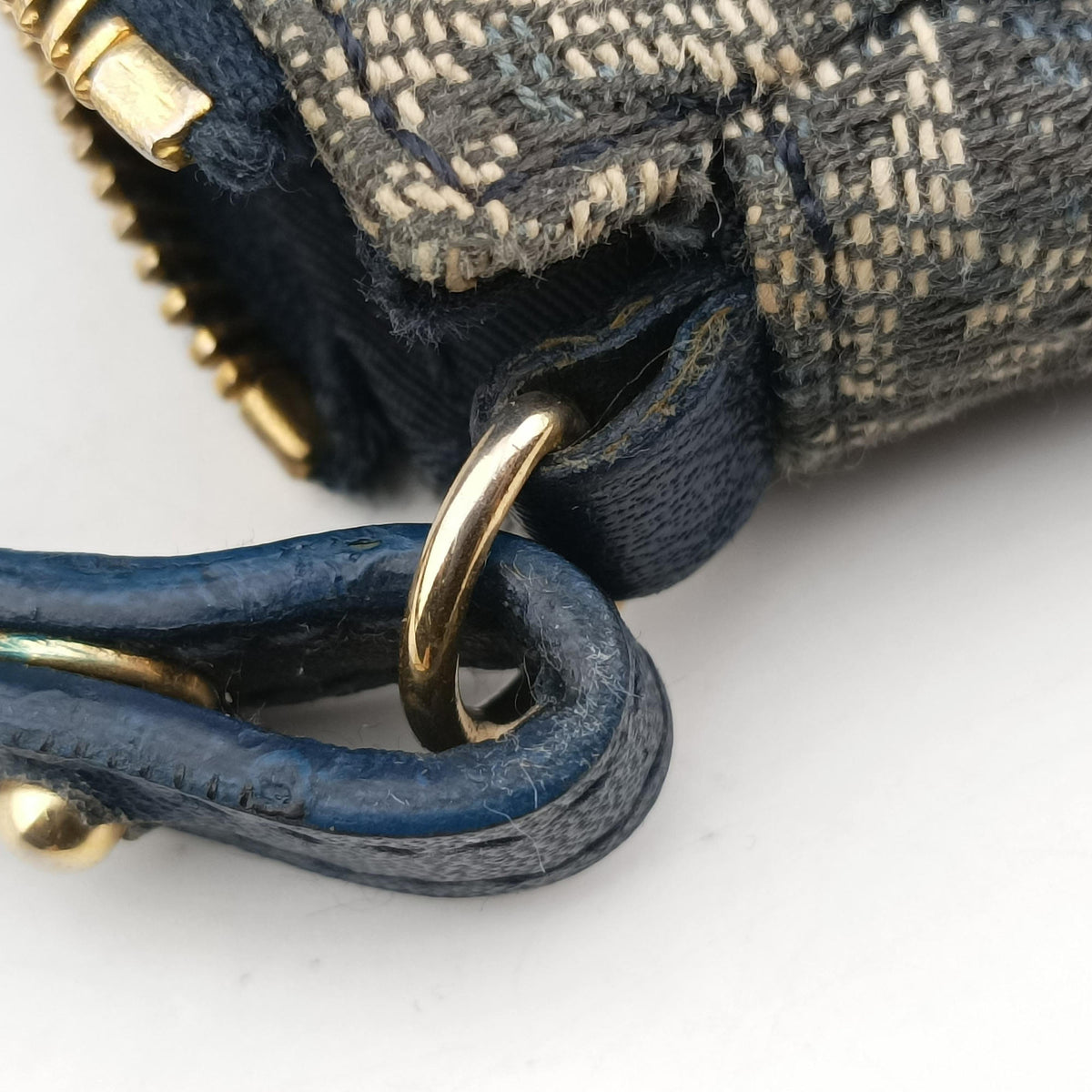 Secondhand Christian Dior Saddle Navy Jacquard x Leather  shoulderbag | stylenewstar