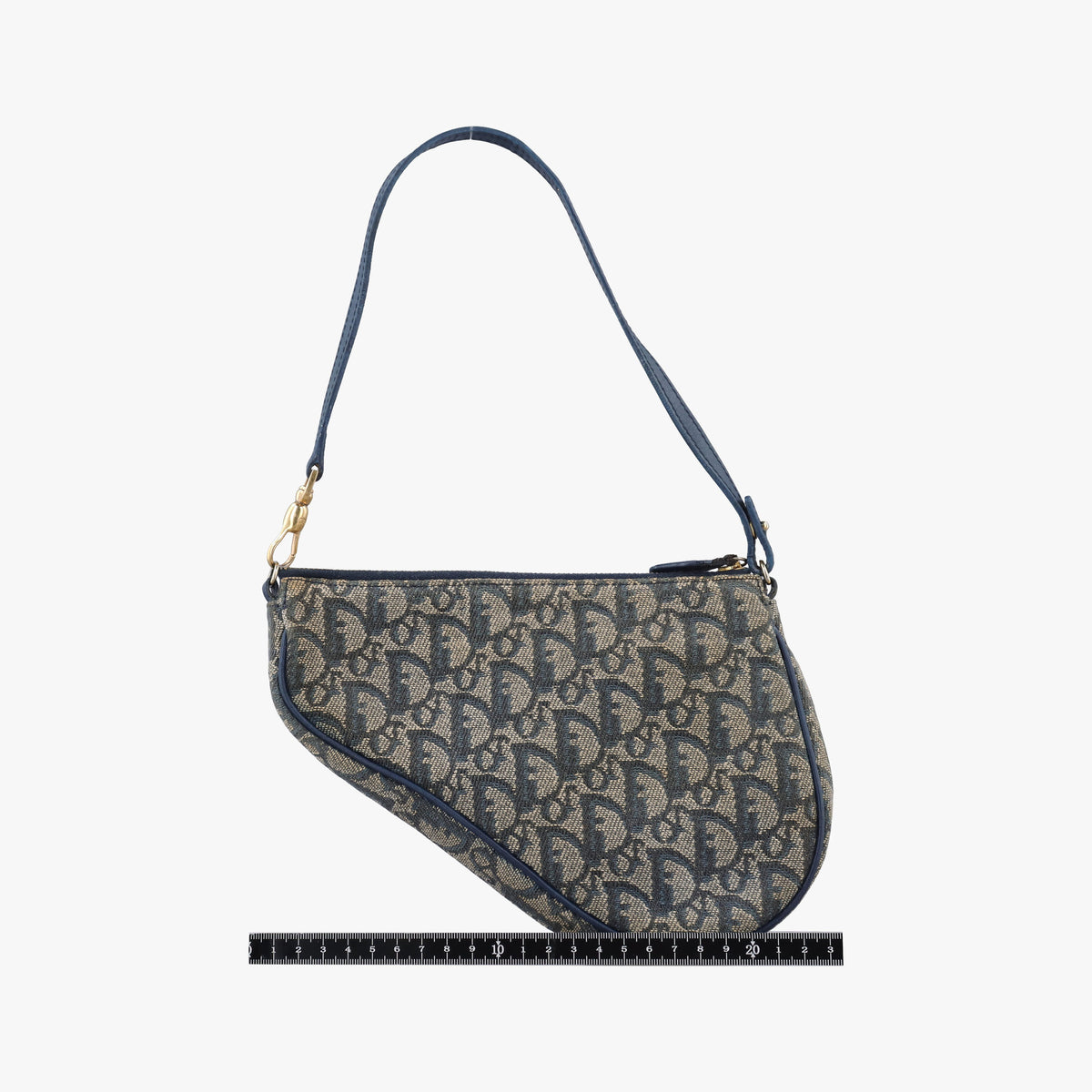 Secondhand Christian Dior Saddle Navy Jacquard x Leather  shoulderbag | stylenewstar