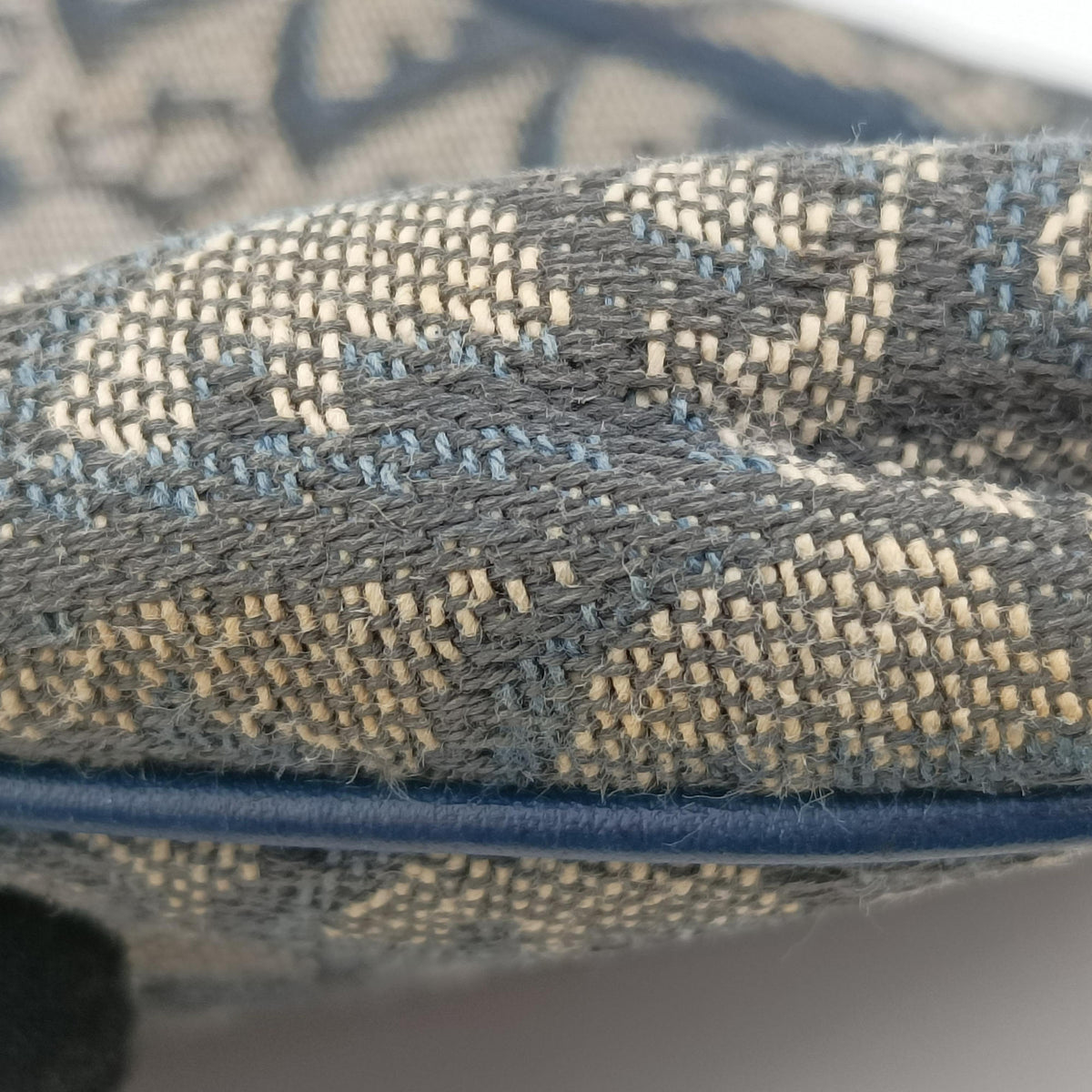 Secondhand Christian Dior Saddle Navy Jacquard x Leather  shoulderbag | stylenewstar