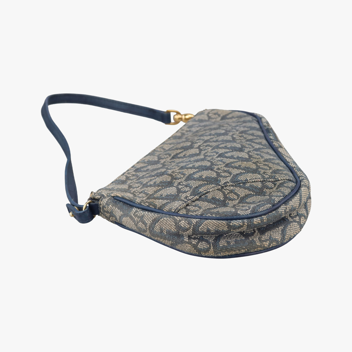 Secondhand Christian Dior Saddle Navy Jacquard x Leather  shoulderbag | stylenewstar
