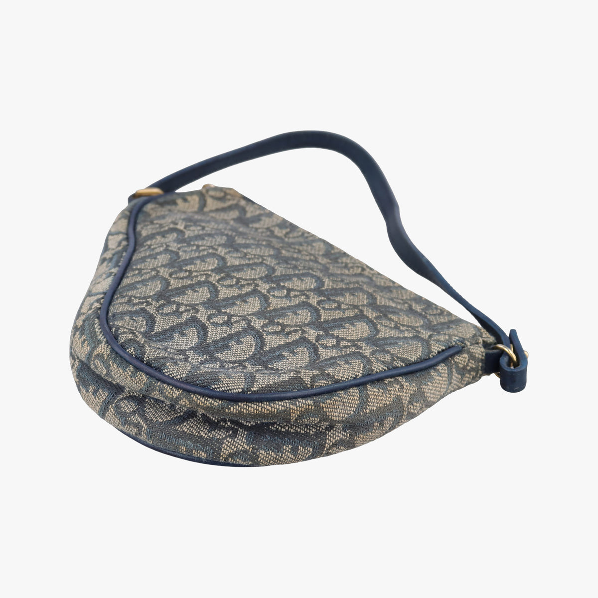 Secondhand Christian Dior Saddle Navy Jacquard x Leather  shoulderbag | stylenewstar