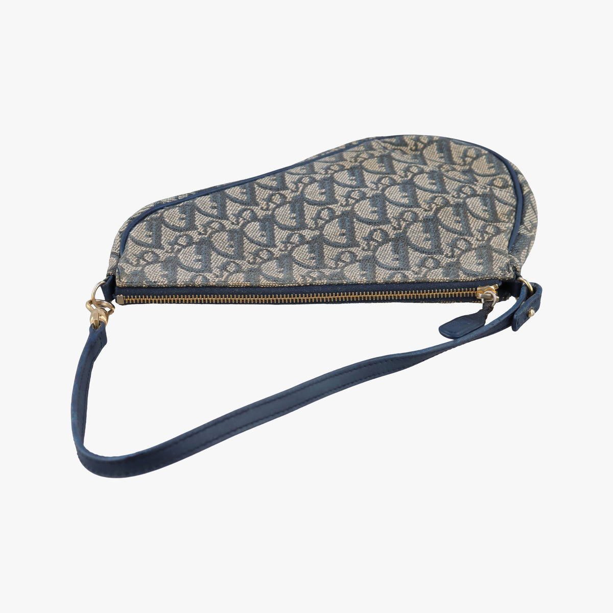 Secondhand Christian Dior Saddle Navy Jacquard x Leather  shoulderbag | stylenewstar