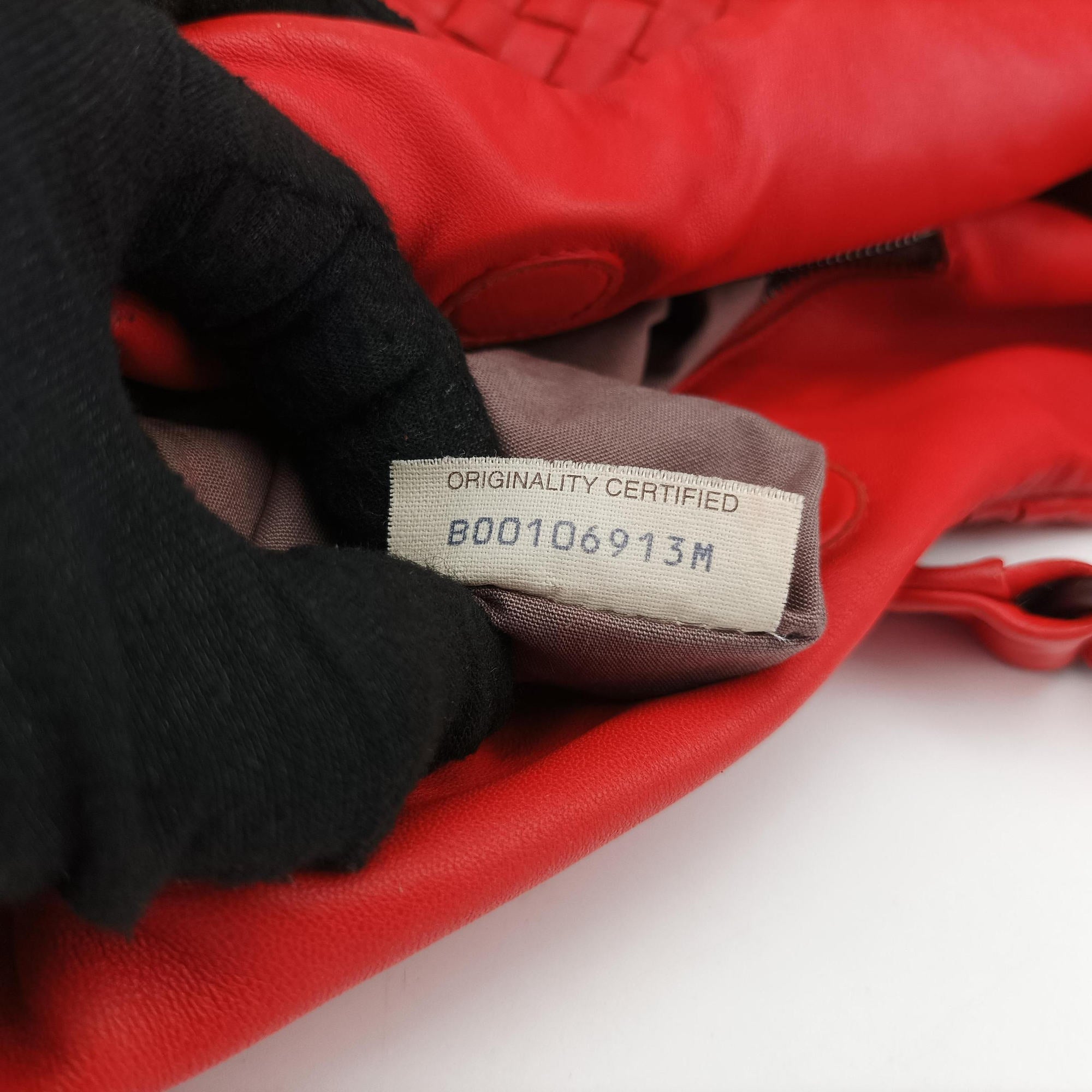 Pre-owned Bottega Veneta CAMPANA Intrecciato Red lambskin  shoulderbag | stylenewstar