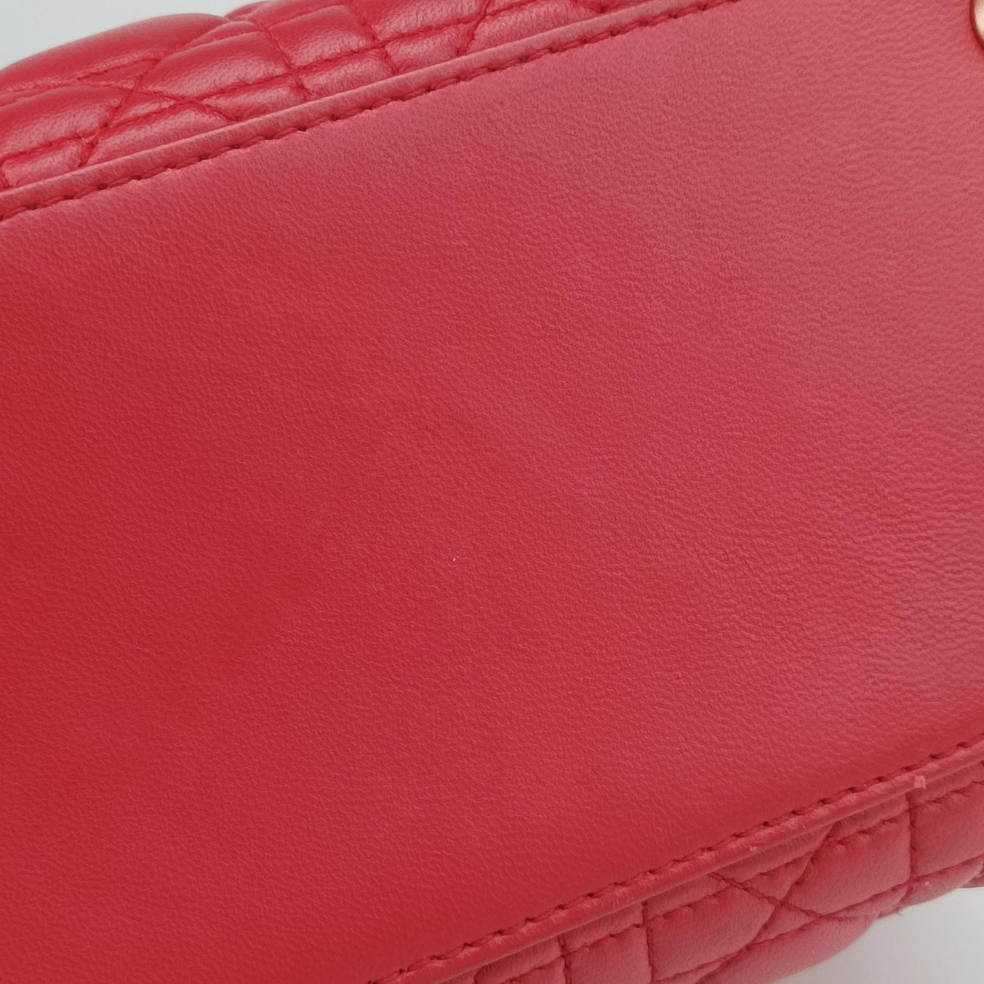 Pre-owned Christian Dior Lady Dior Red lambskin  shoulderbag | stylenewstar