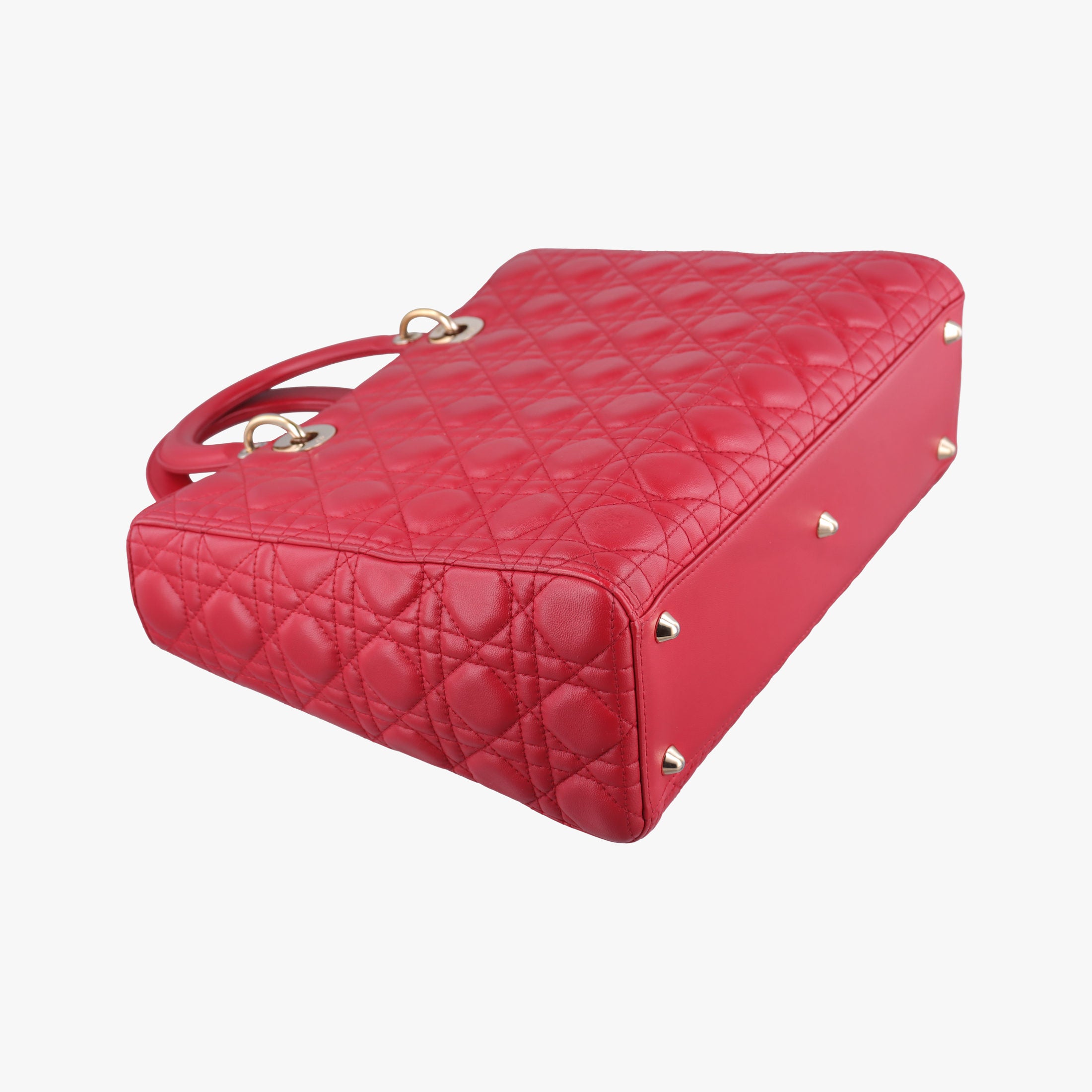 Pre-owned Christian Dior Lady Dior Red lambskin  shoulderbag | stylenewstar