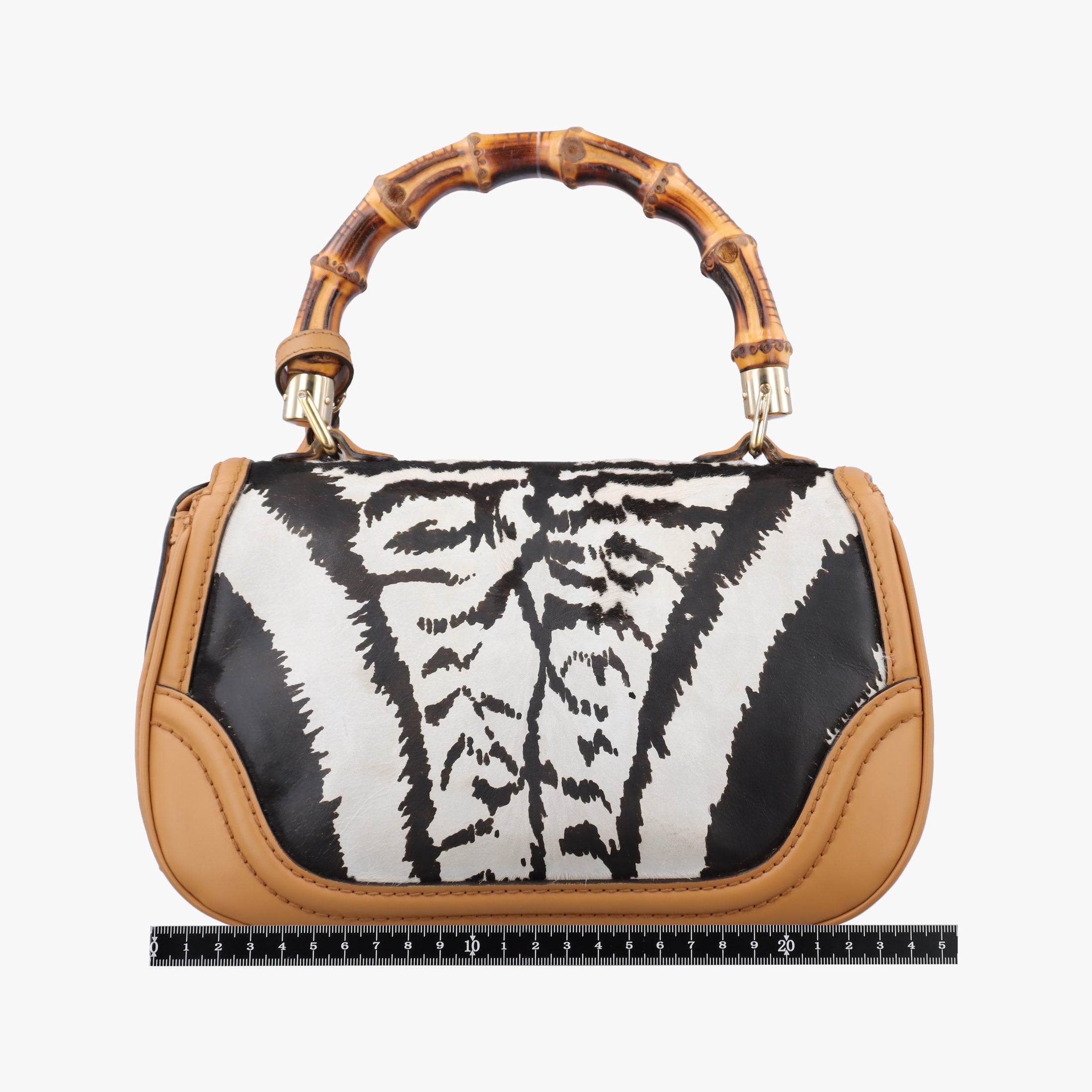 Pre-owned Gucci New Bamboo Multicolour ponyhair×Leather 254884 handbag | stylenewstar