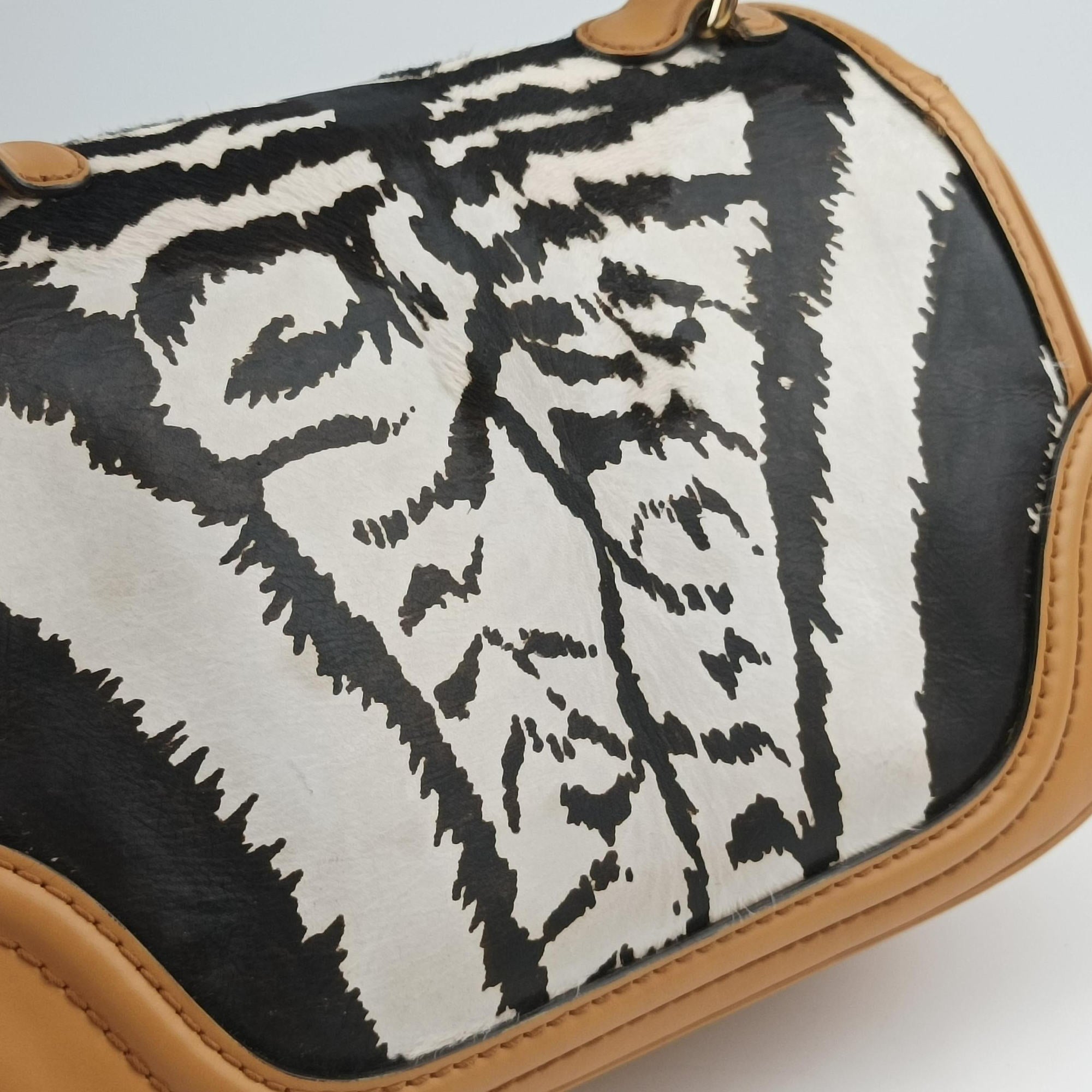Pre-owned Gucci New Bamboo Multicolour ponyhair×Leather 254884 handbag | stylenewstar
