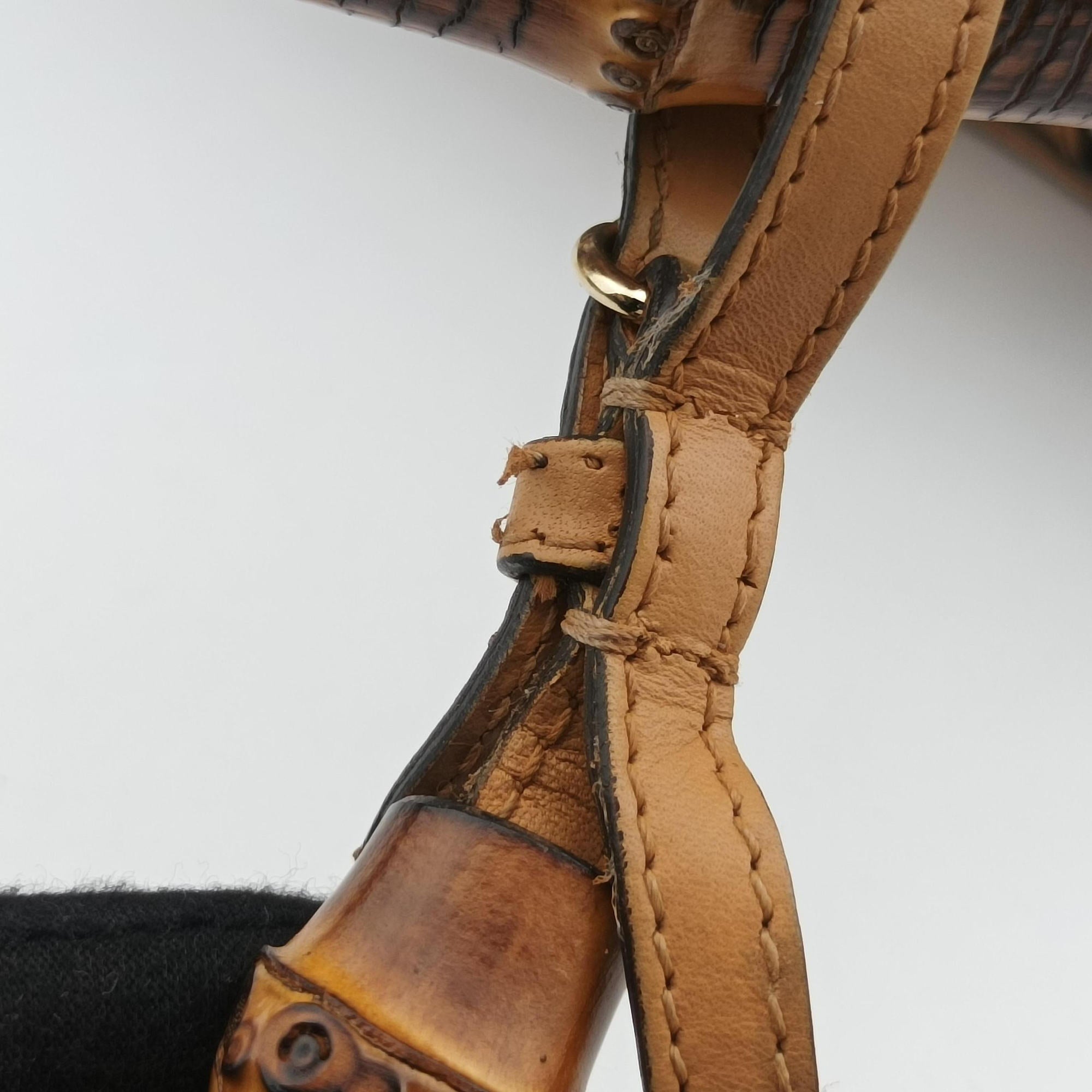 Pre-owned Gucci New Bamboo Multicolour ponyhair×Leather 254884 handbag | stylenewstar