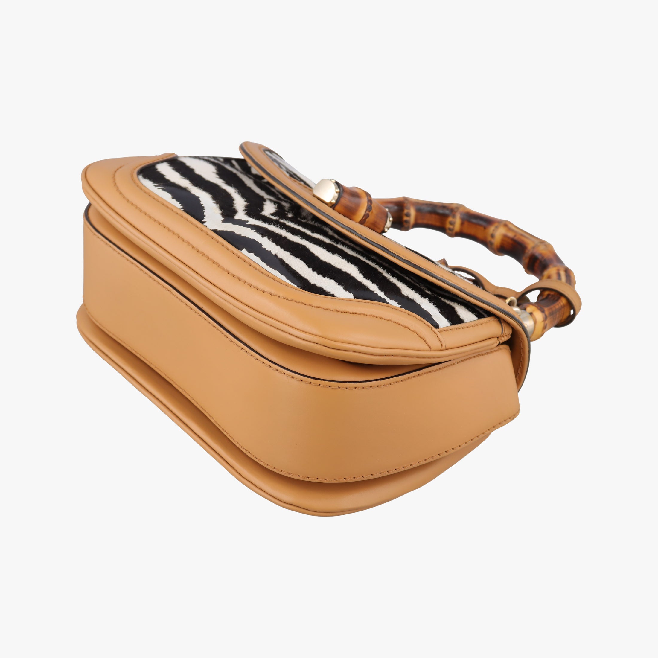 Pre-owned Gucci New Bamboo Multicolour ponyhair×Leather 254884 handbag | stylenewstar
