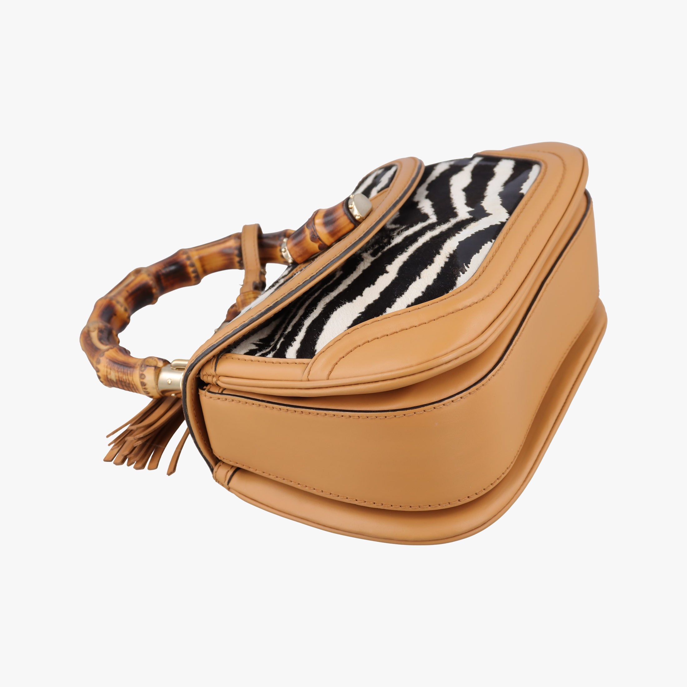 Pre-owned Gucci New Bamboo Multicolour ponyhair×Leather 254884 handbag | stylenewstar