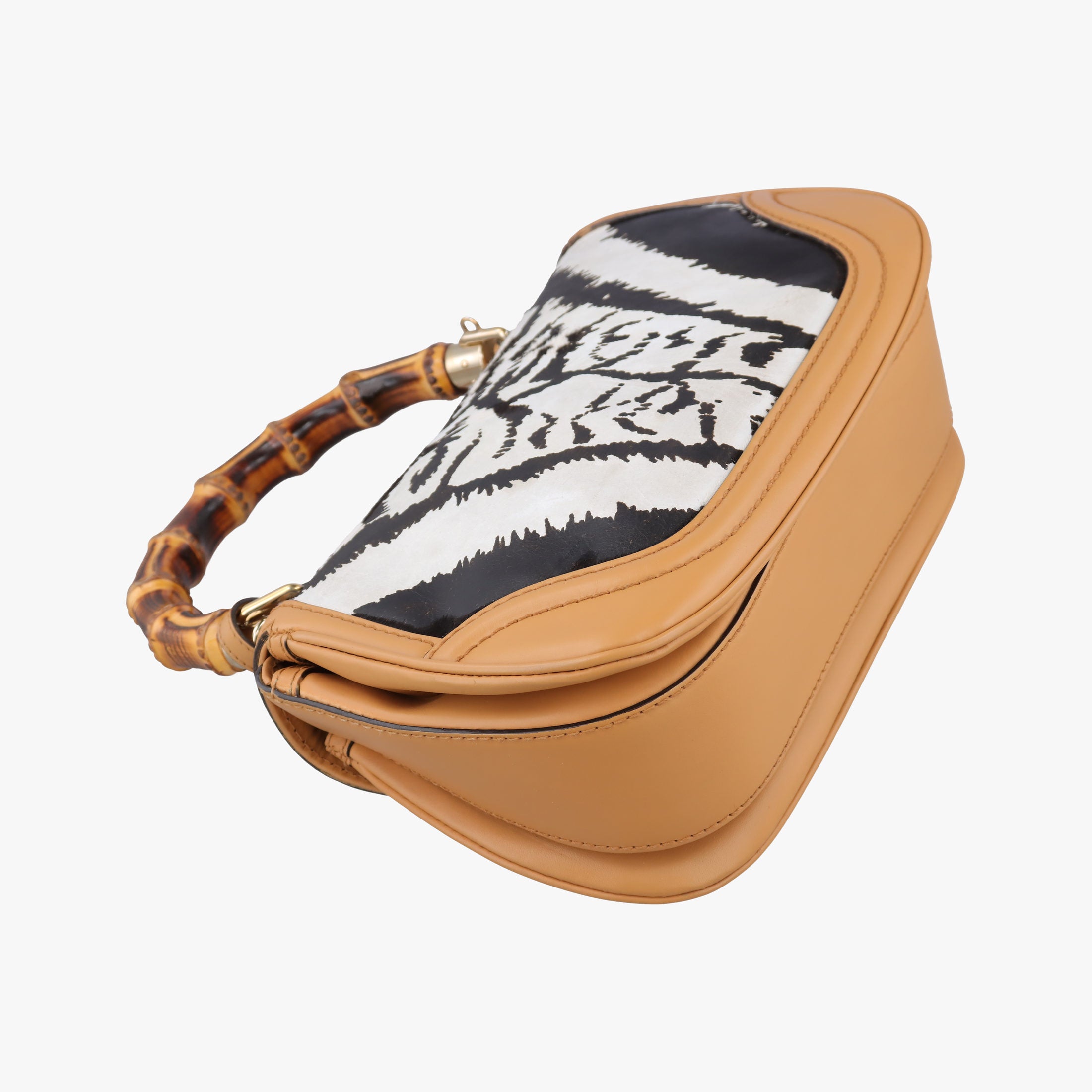 Pre-owned Gucci New Bamboo Multicolour ponyhair×Leather 254884 handbag | stylenewstar