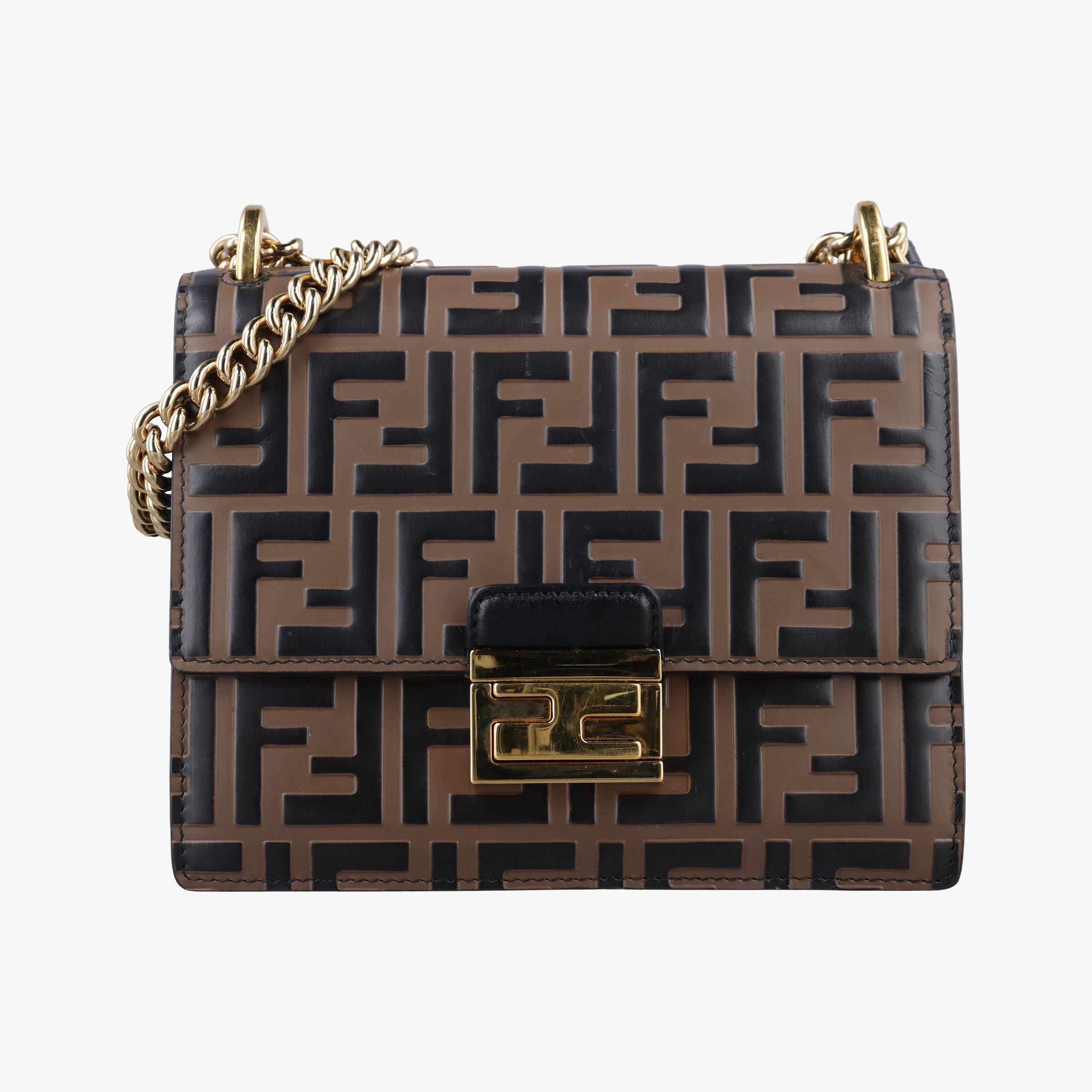 Secondhand Fendi Kan U Brown×black Leather 8M0417 shoulderbag | stylenewstar