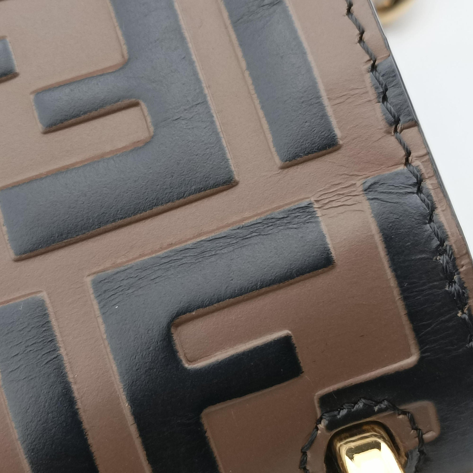 Secondhand Fendi Kan U Brown×black Leather 8M0417 shoulderbag | stylenewstar