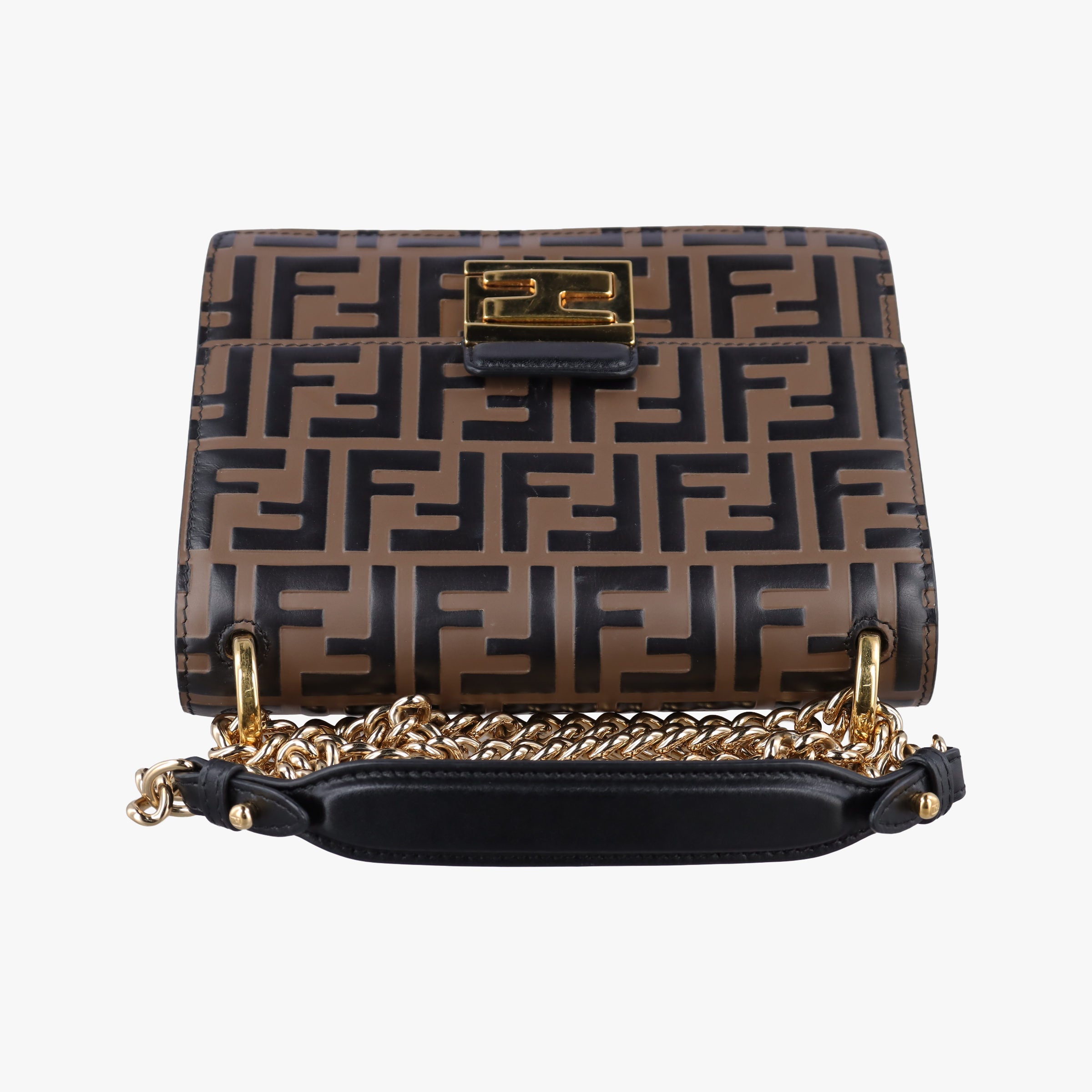 Secondhand Fendi Kan U Brown×black Leather 8M0417 shoulderbag | stylenewstar