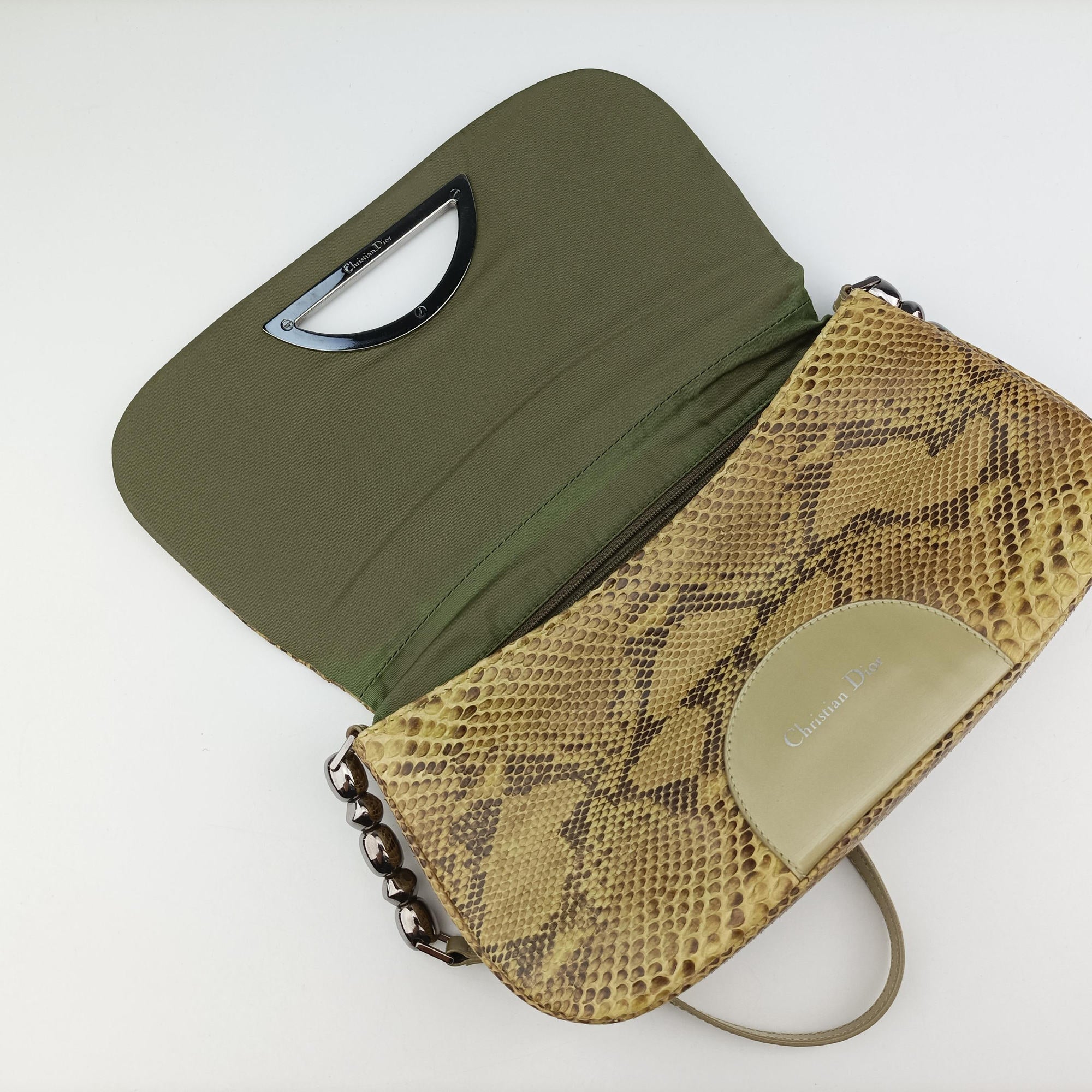 Pre-owned Christian Dior Malice Camel Python skin  shoulderbag | stylenewstar