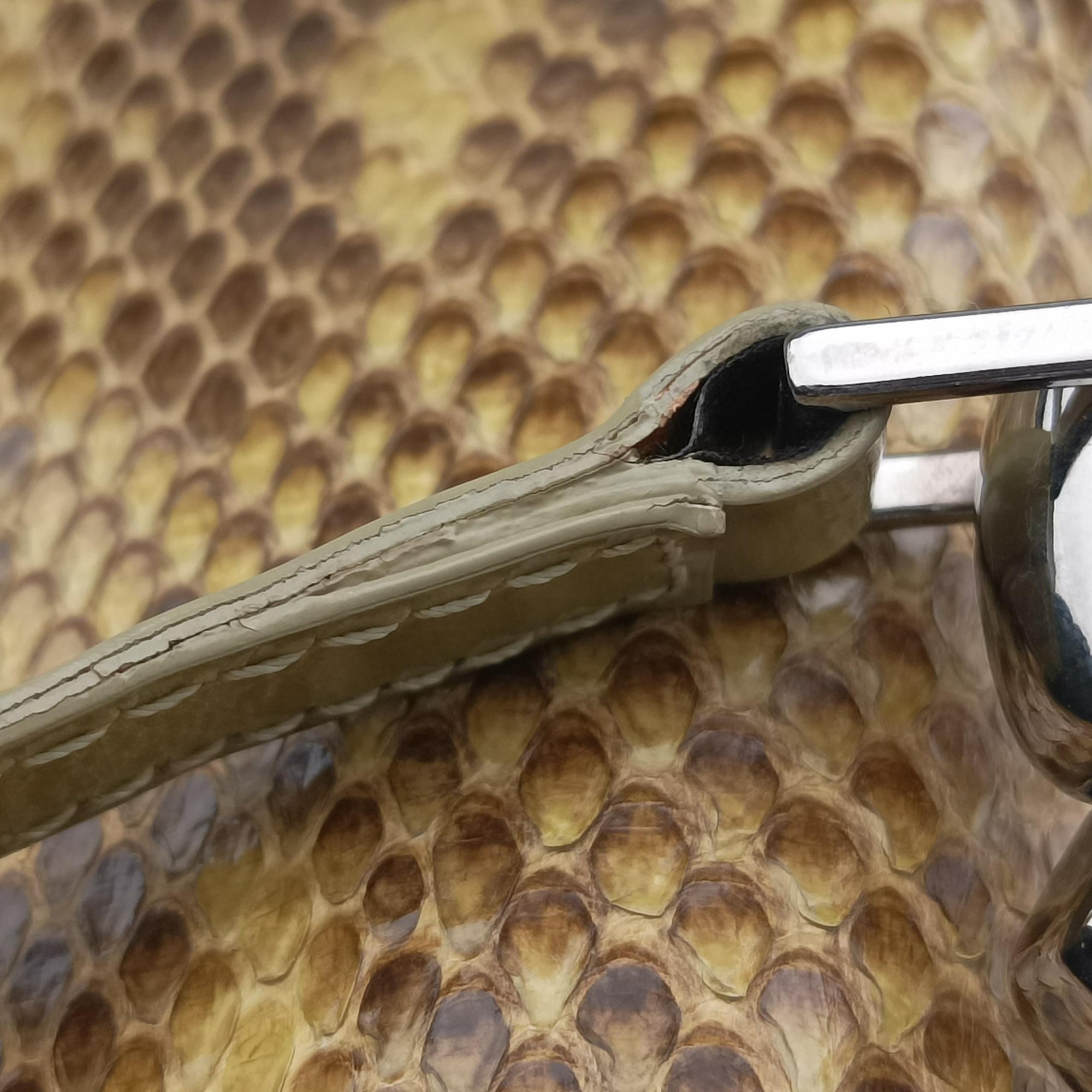 Pre-owned Christian Dior Malice Camel Python skin  shoulderbag | stylenewstar