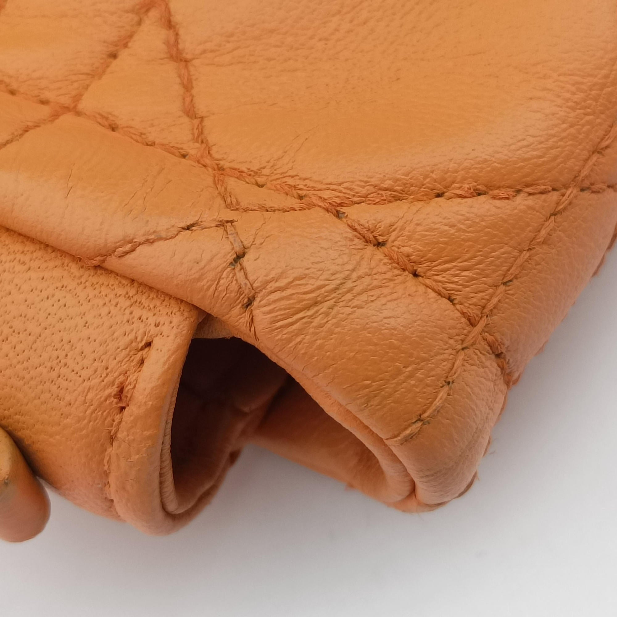 Pre-owned Christian Dior Miss Dior Cannage New Lock Orange lambskin  shoulderbag | stylenewstar