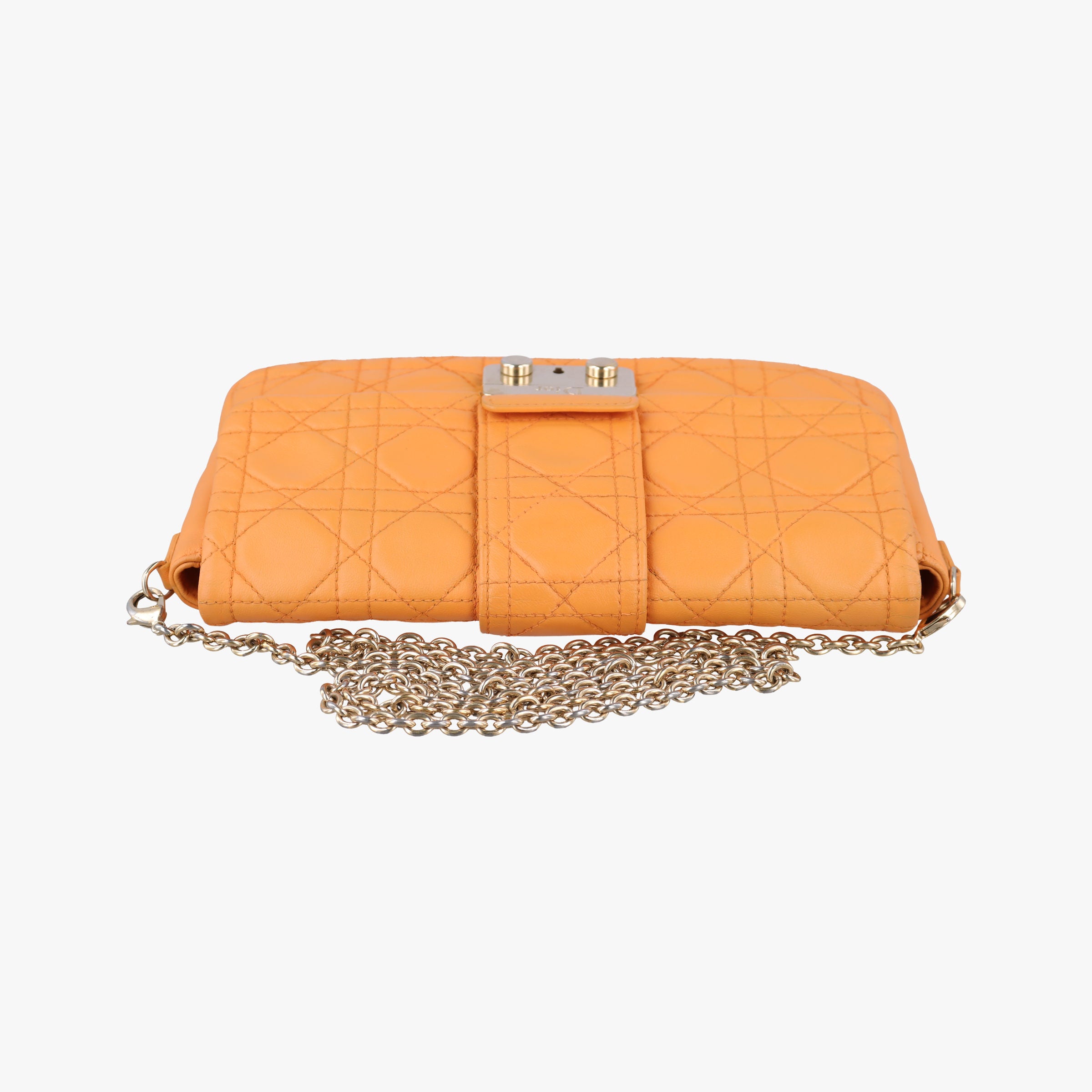 Pre-owned Christian Dior Miss Dior Cannage New Lock Orange lambskin  shoulderbag | stylenewstar