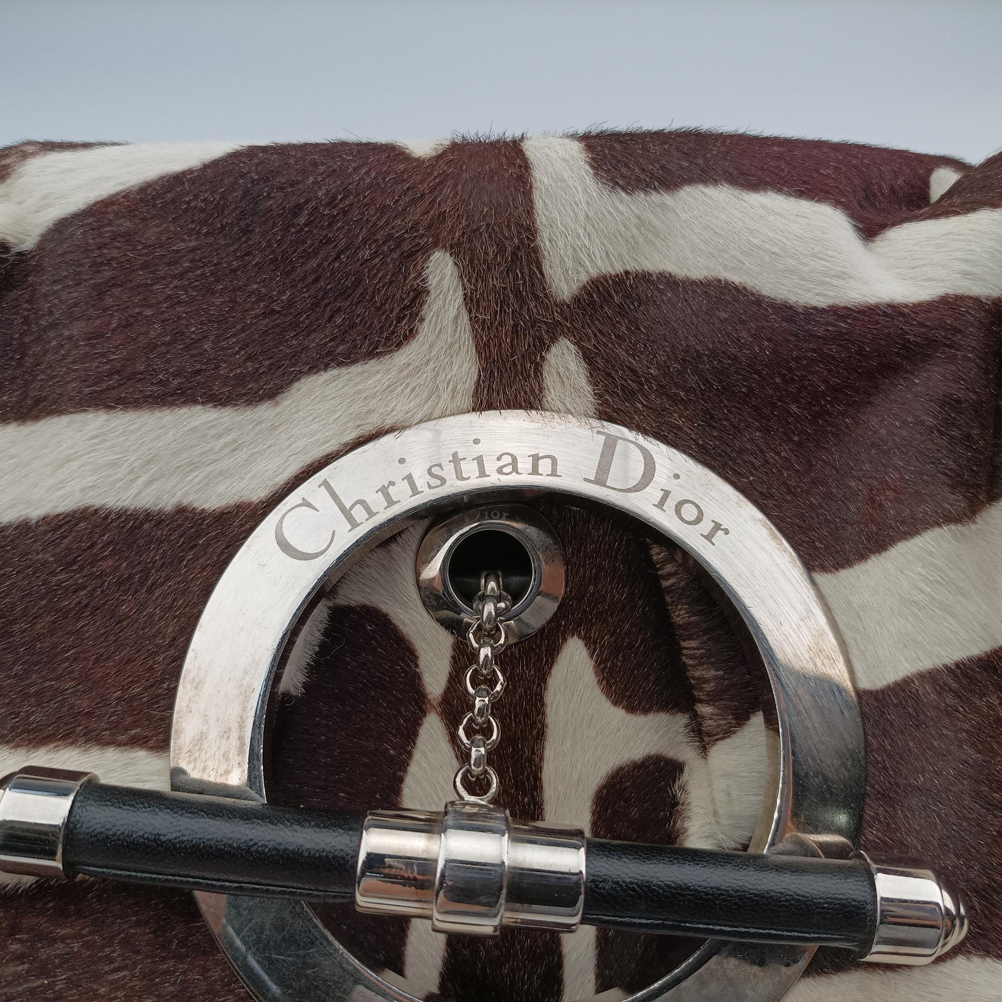 Pre-owned Christian Dior jazz club Brown×Ivory×Black ponyhair  shoulderbag | stylenewstar