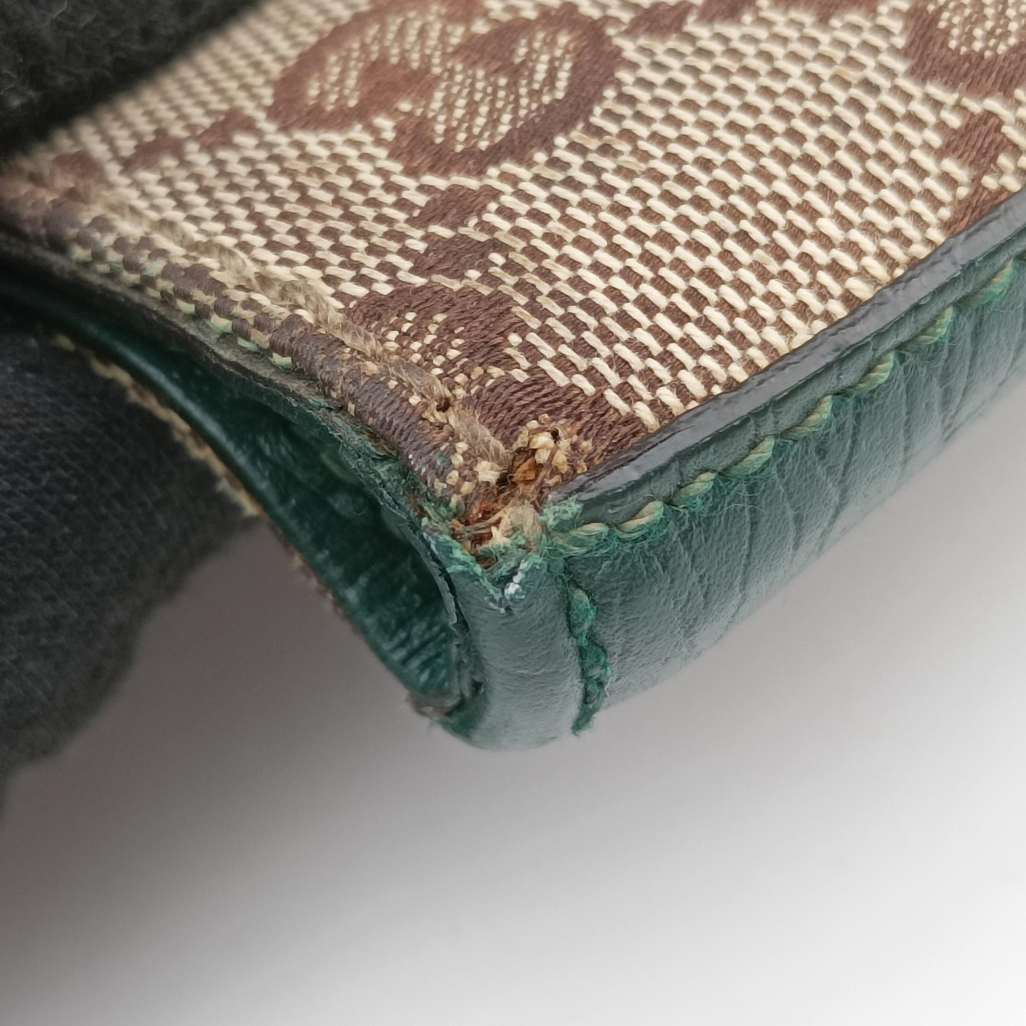 Pre-owned Gucci Horsebit Hasler Green × Brown GGCanvas×Leather 137475 handbag | stylenewstar