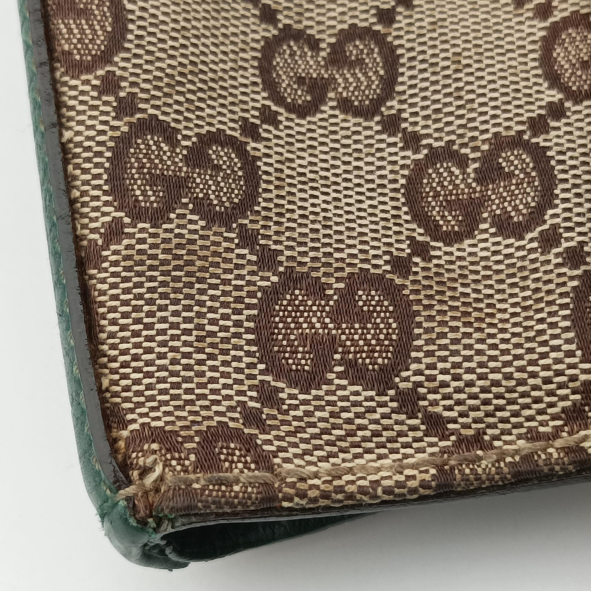 Pre-owned Gucci Horsebit Hasler Green × Brown GGCanvas×Leather 137475 handbag | stylenewstar