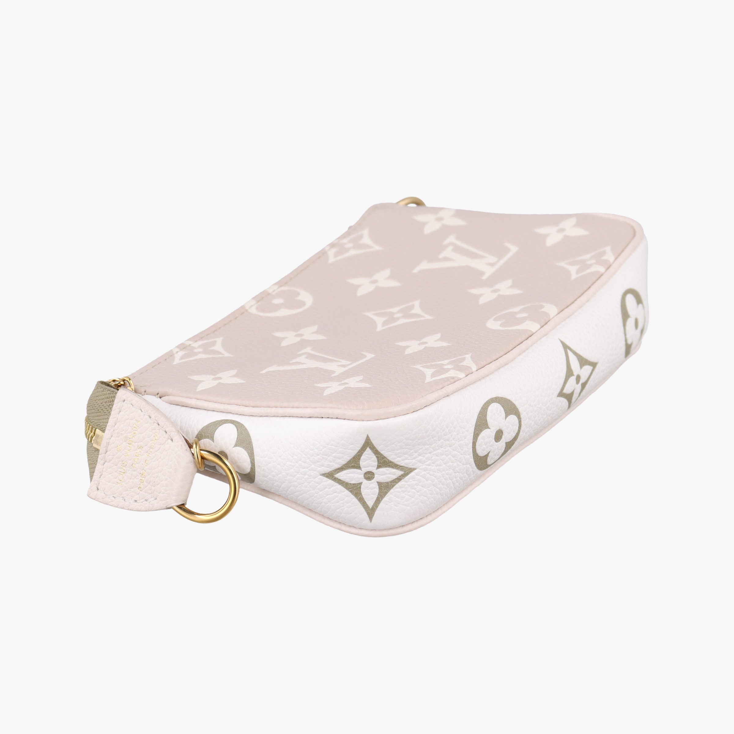Pre-owned Louis Vuitton Mini Pochette Accessoires Khaki × Beige Monogram Empreinte M81284 handbag | stylenewstar
