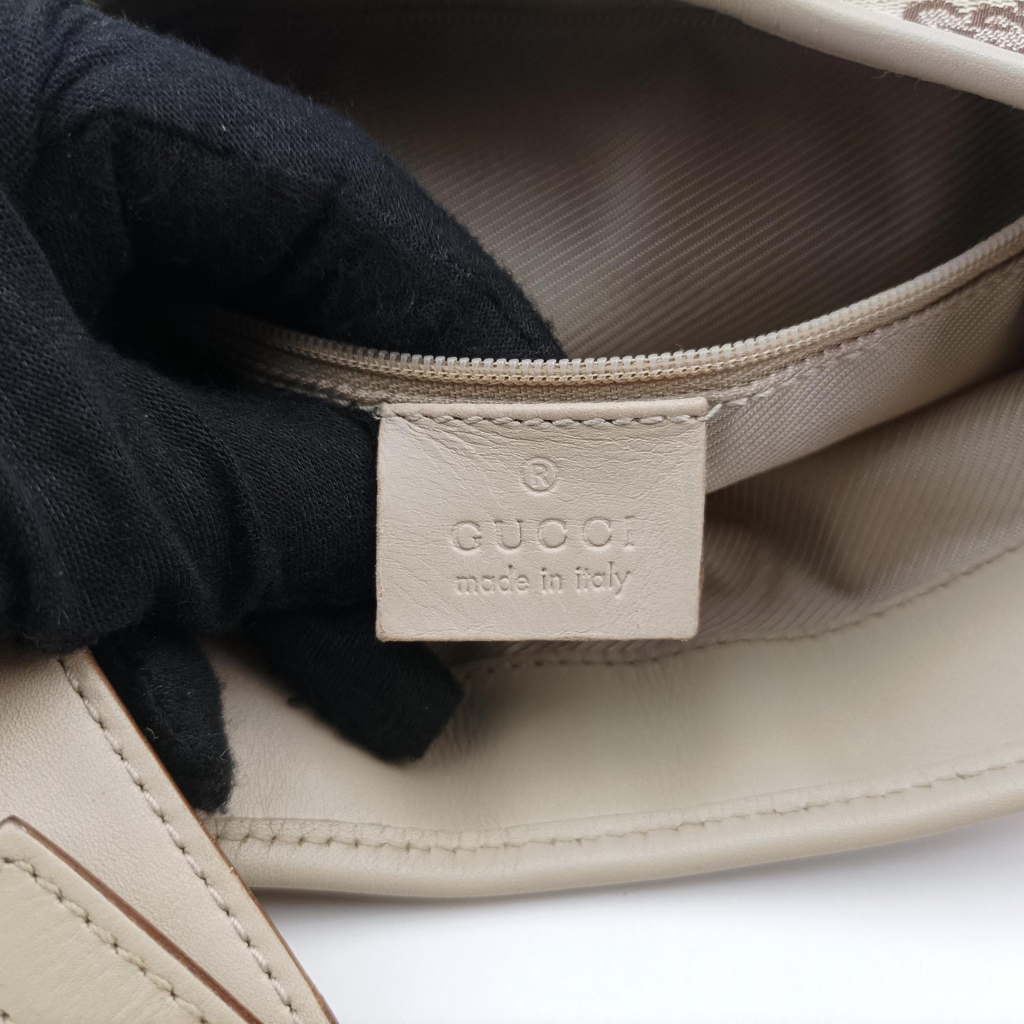 Pre-owned Gucci Jackie Ivory × Beige canvas×leather 001.40 handbag | stylenewstar