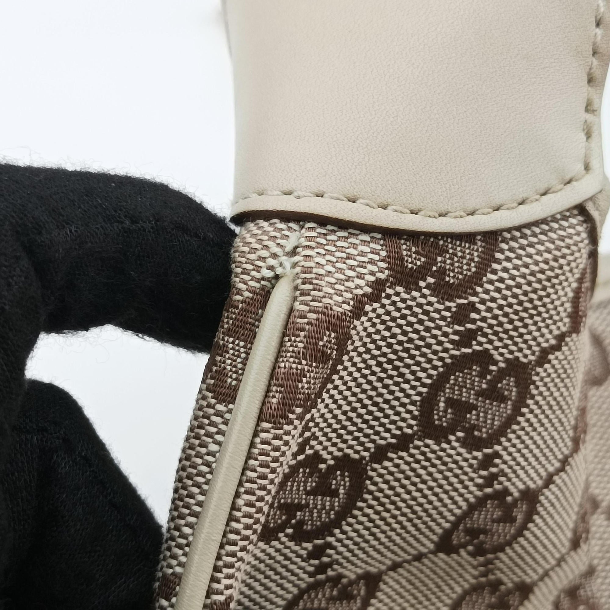 Pre-owned Gucci Jackie Ivory × Beige canvas×leather 001.40 handbag | stylenewstar