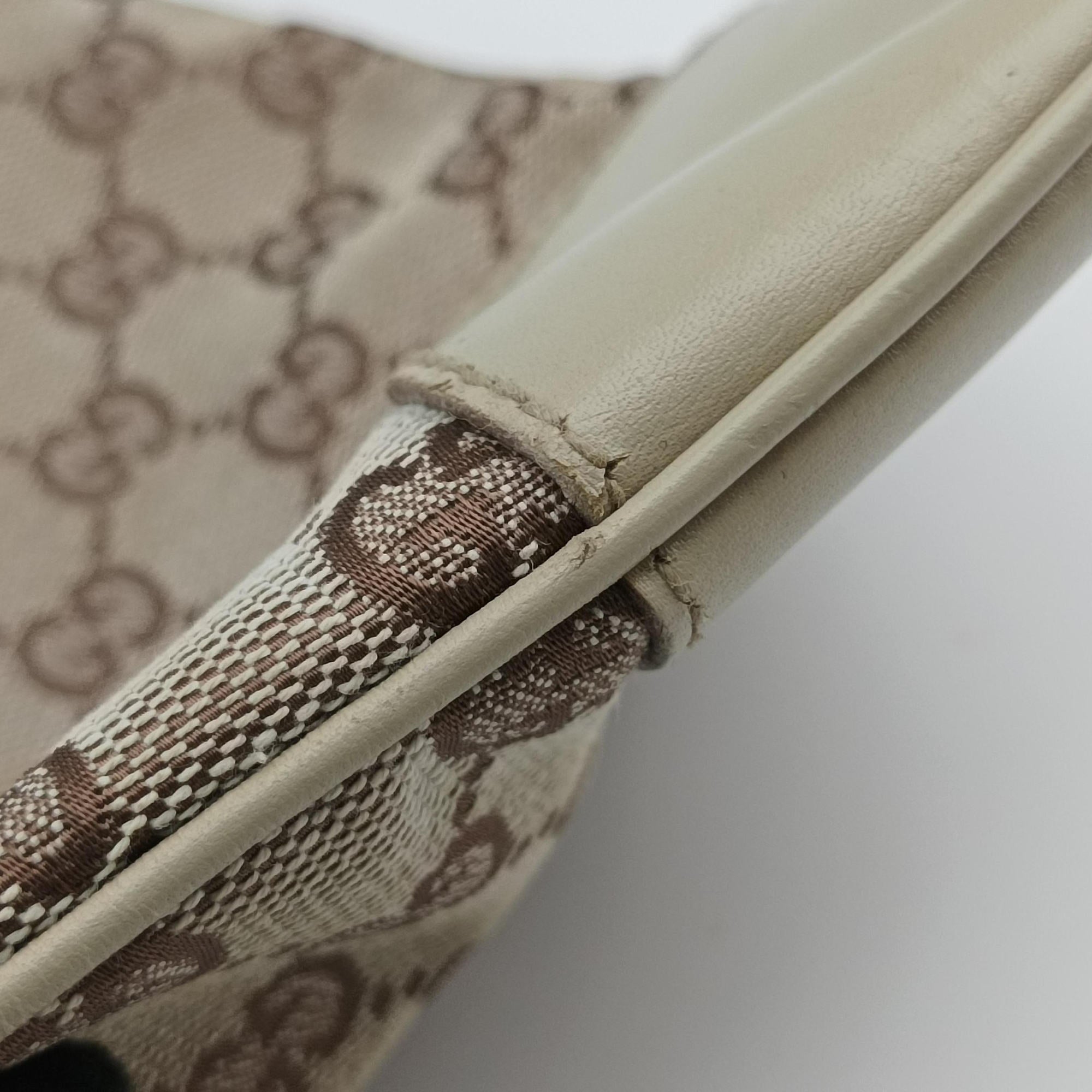 Pre-owned Gucci Jackie Ivory × Beige canvas×leather 001.40 handbag | stylenewstar