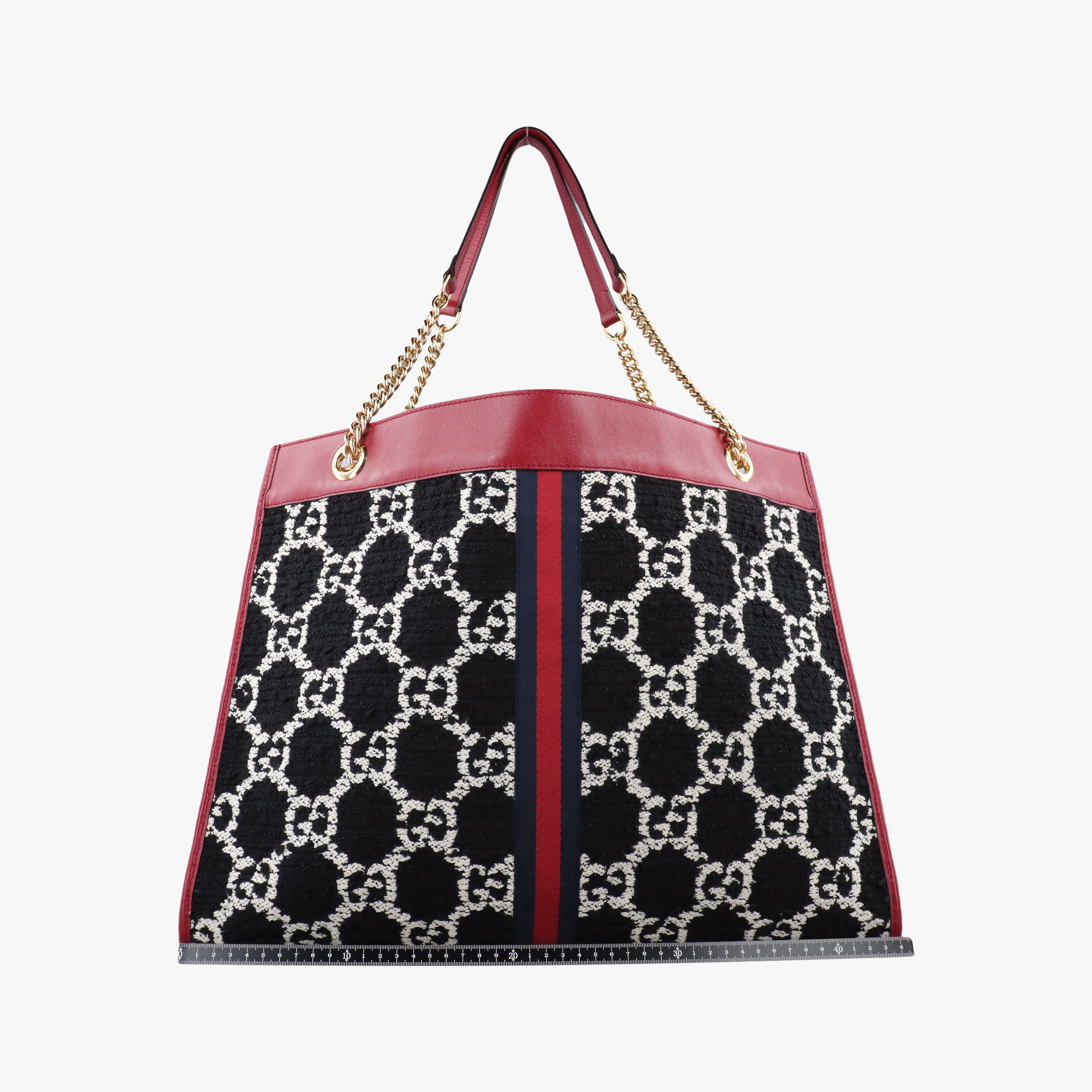 Pre-owned Gucci Rajah Black × Red × Multi tweed × leather 537219 shoulderbag | stylenewstar