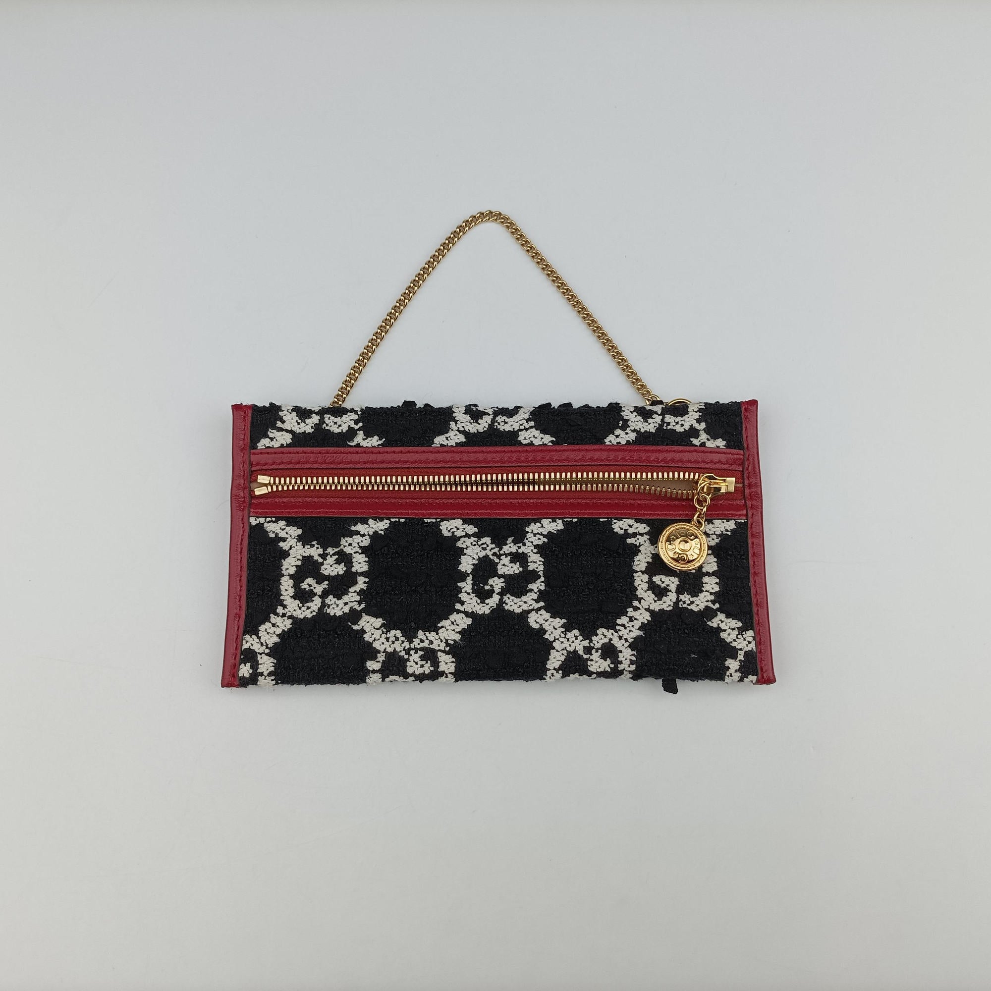 Pre-owned Gucci Rajah Black × Red × Multi tweed × leather 537219 shoulderbag | stylenewstar