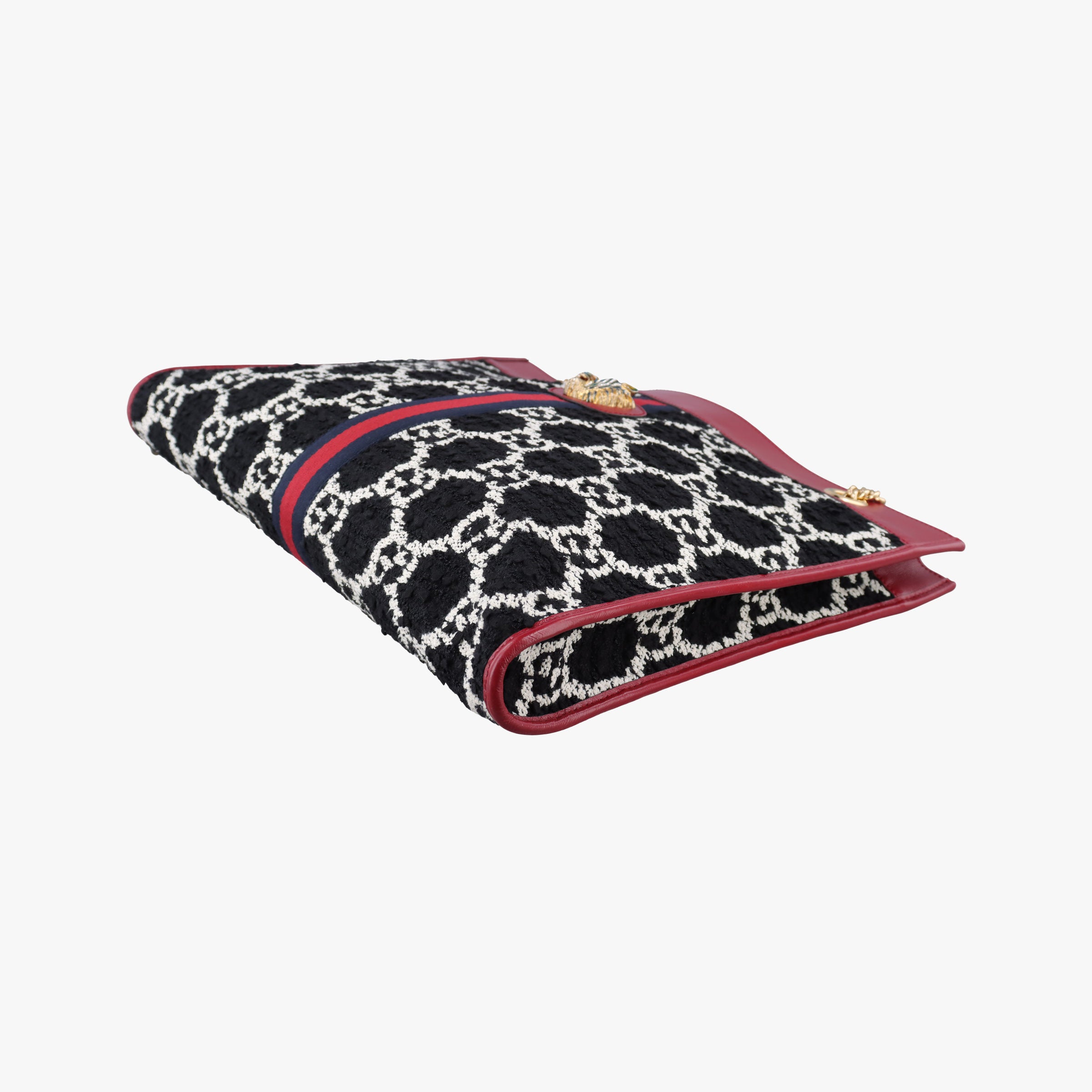 Pre-owned Gucci Rajah Black × Red × Multi tweed × leather 537219 shoulderbag | stylenewstar