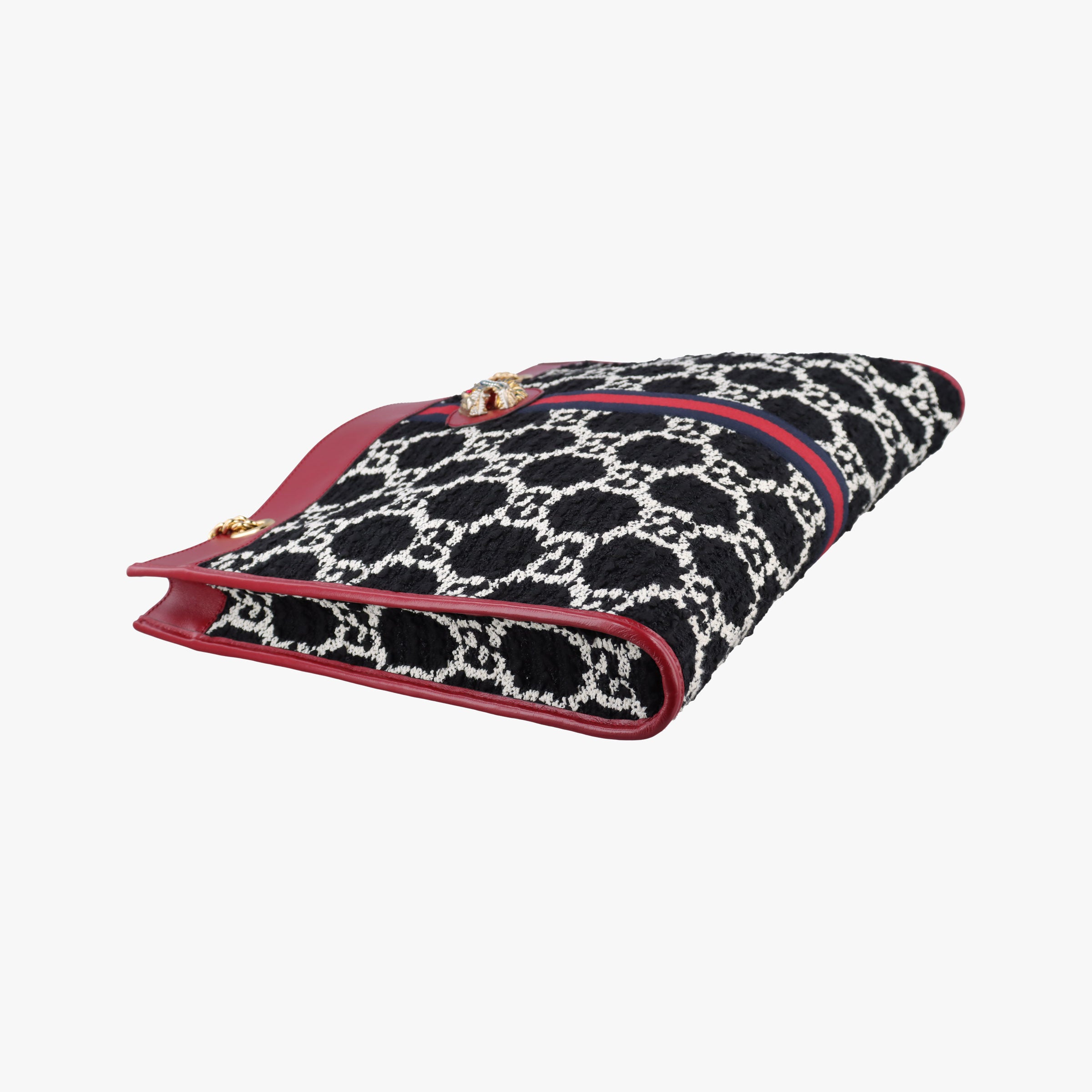 Pre-owned Gucci Rajah Black × Red × Multi tweed × leather 537219 shoulderbag | stylenewstar