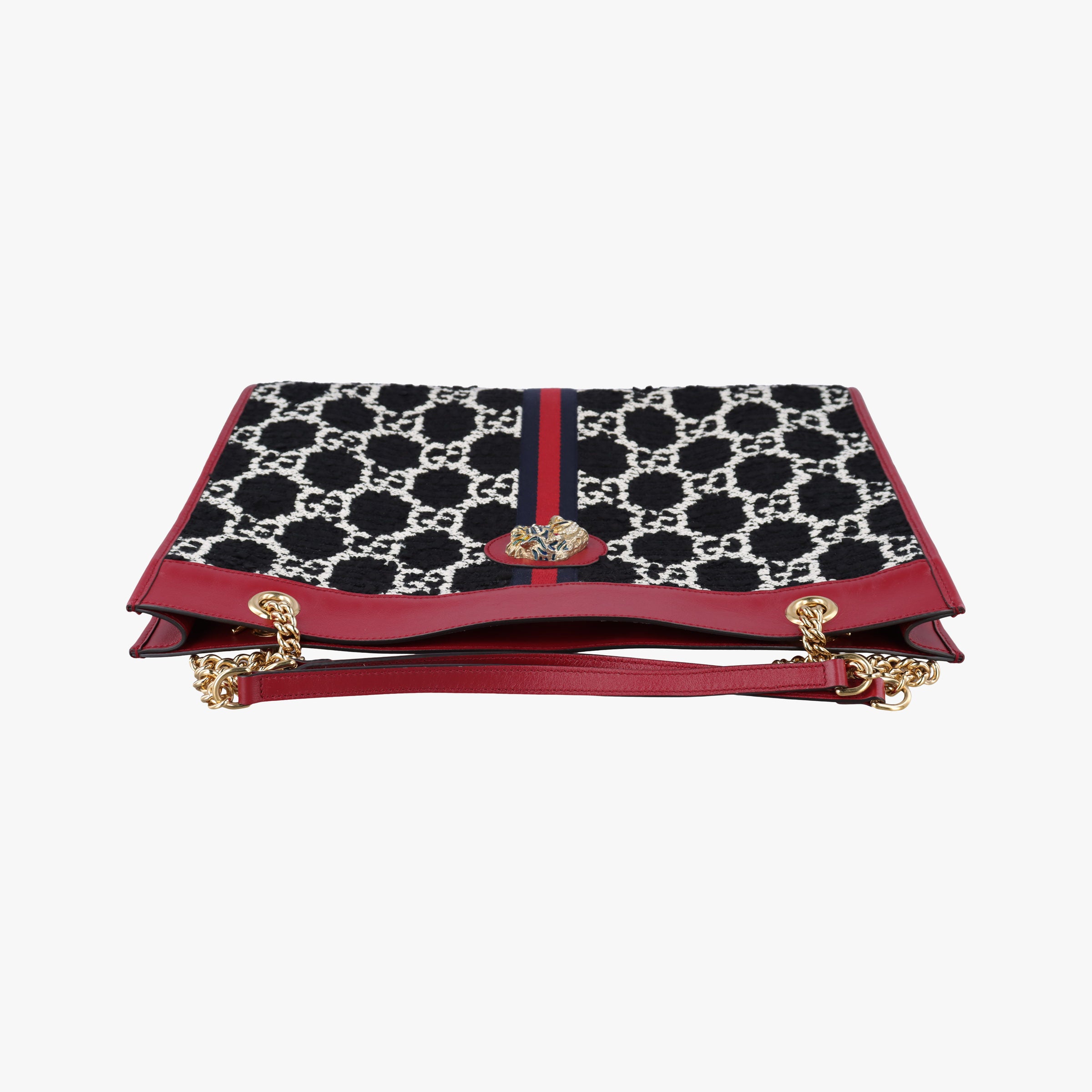 Pre-owned Gucci Rajah Black × Red × Multi tweed × leather 537219 shoulderbag | stylenewstar