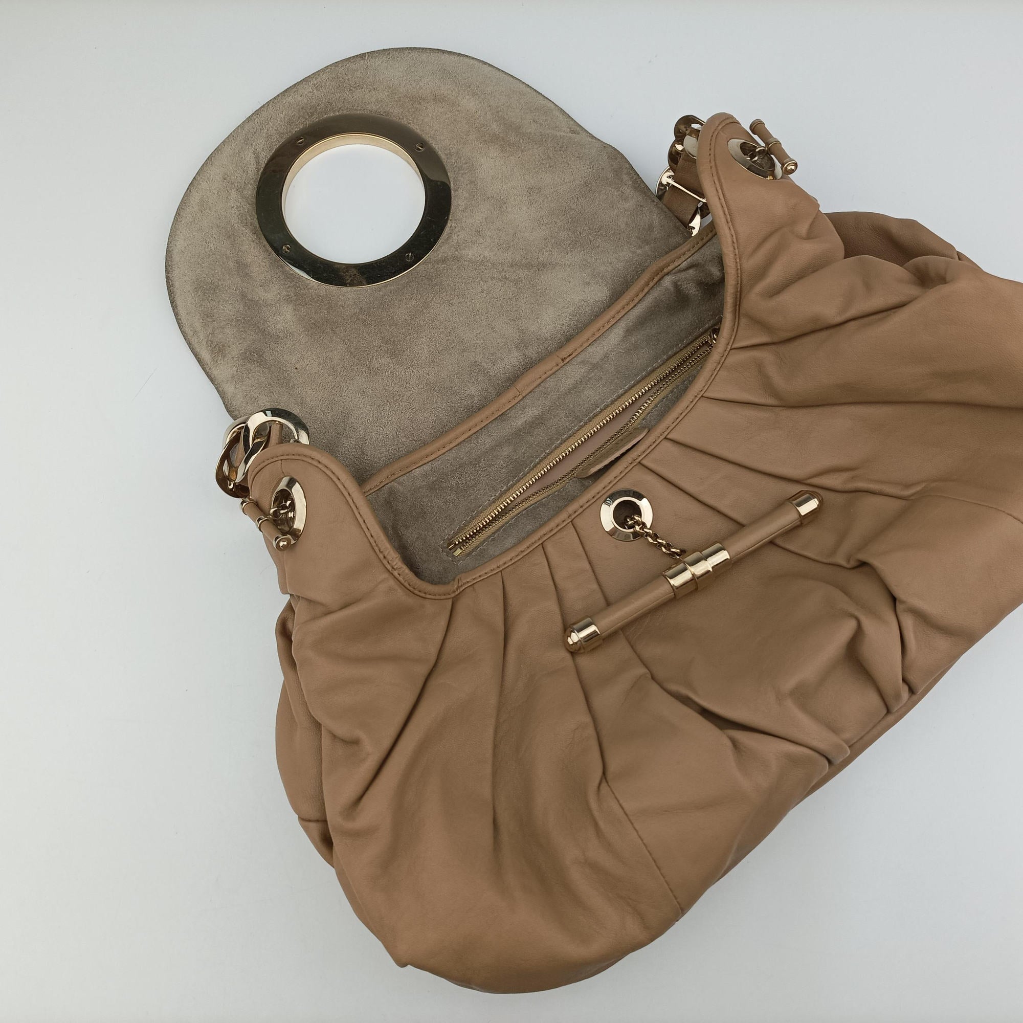 Pre-owned Christian Dior Jazz Club Beige leather  shoulderbag | stylenewstar