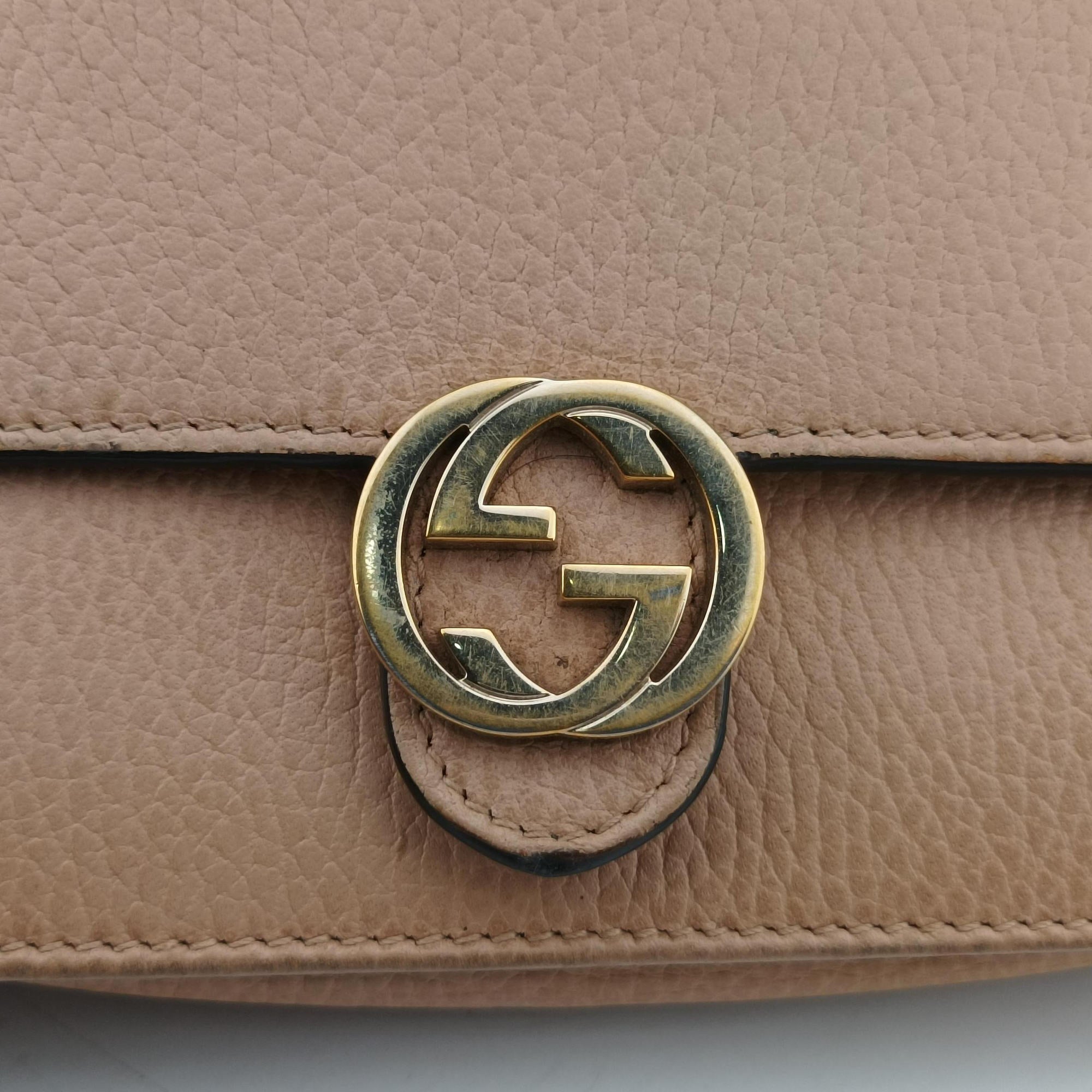 Pre-owned Gucci Interlocking G Beige  Leather 510314 shoulderbag | stylenewstar