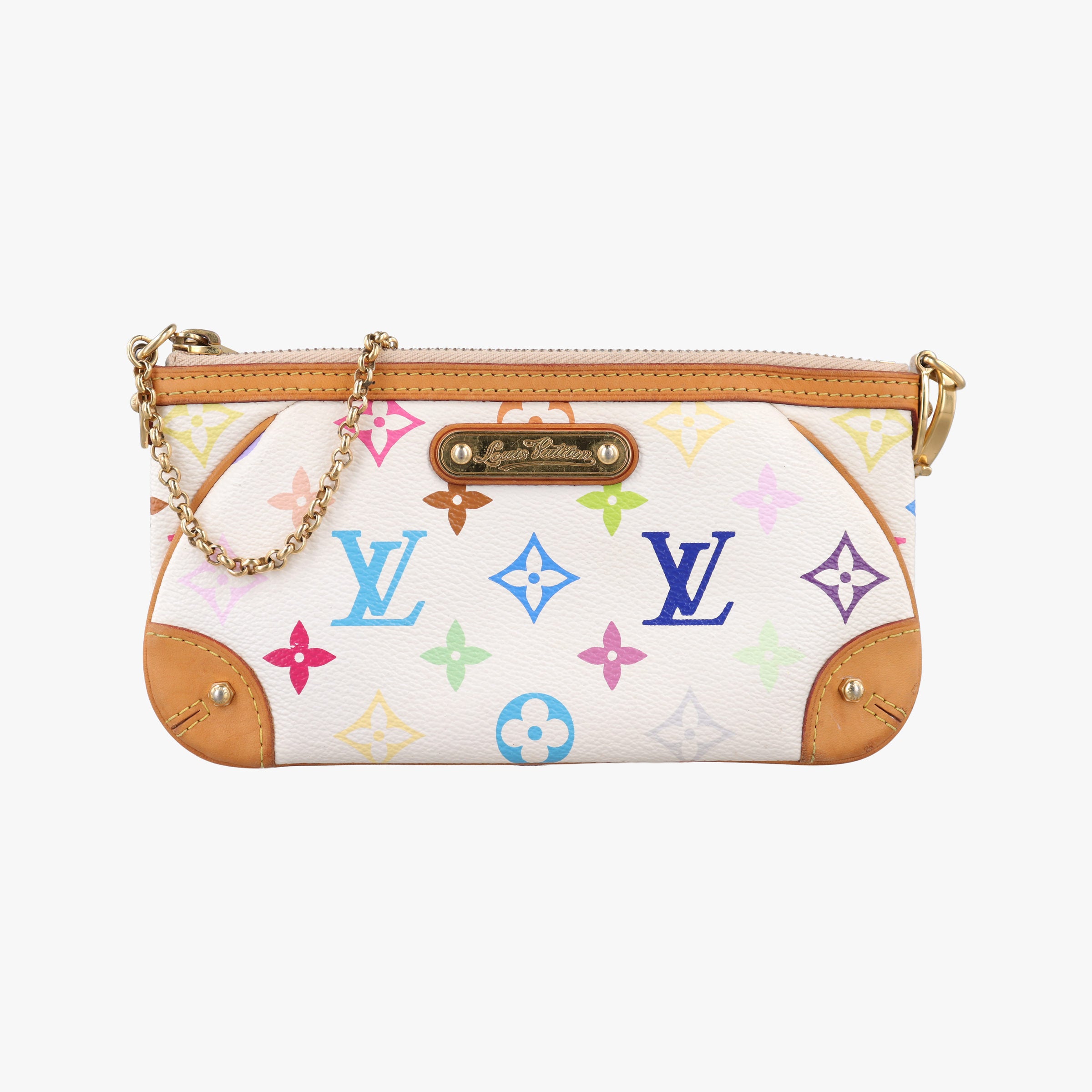 Secondhand Louis Vuitton Pochette Mira MM Accessory Pouch white Monogram Multicolor M60096 handbag | stylenewstar