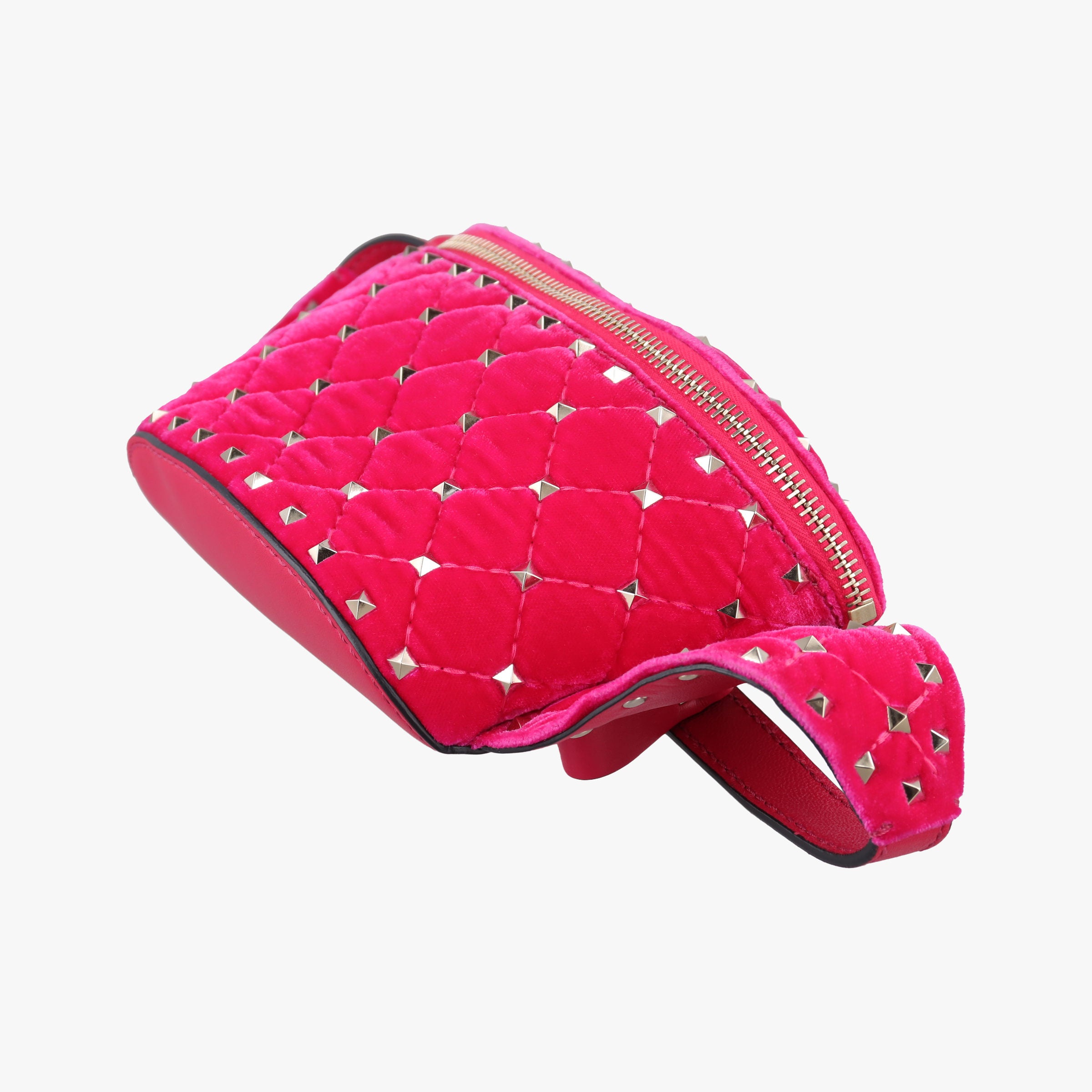 Pre-owned Valentino Rockstud Red Velvet  bum bag/waist bag | stylenewstar