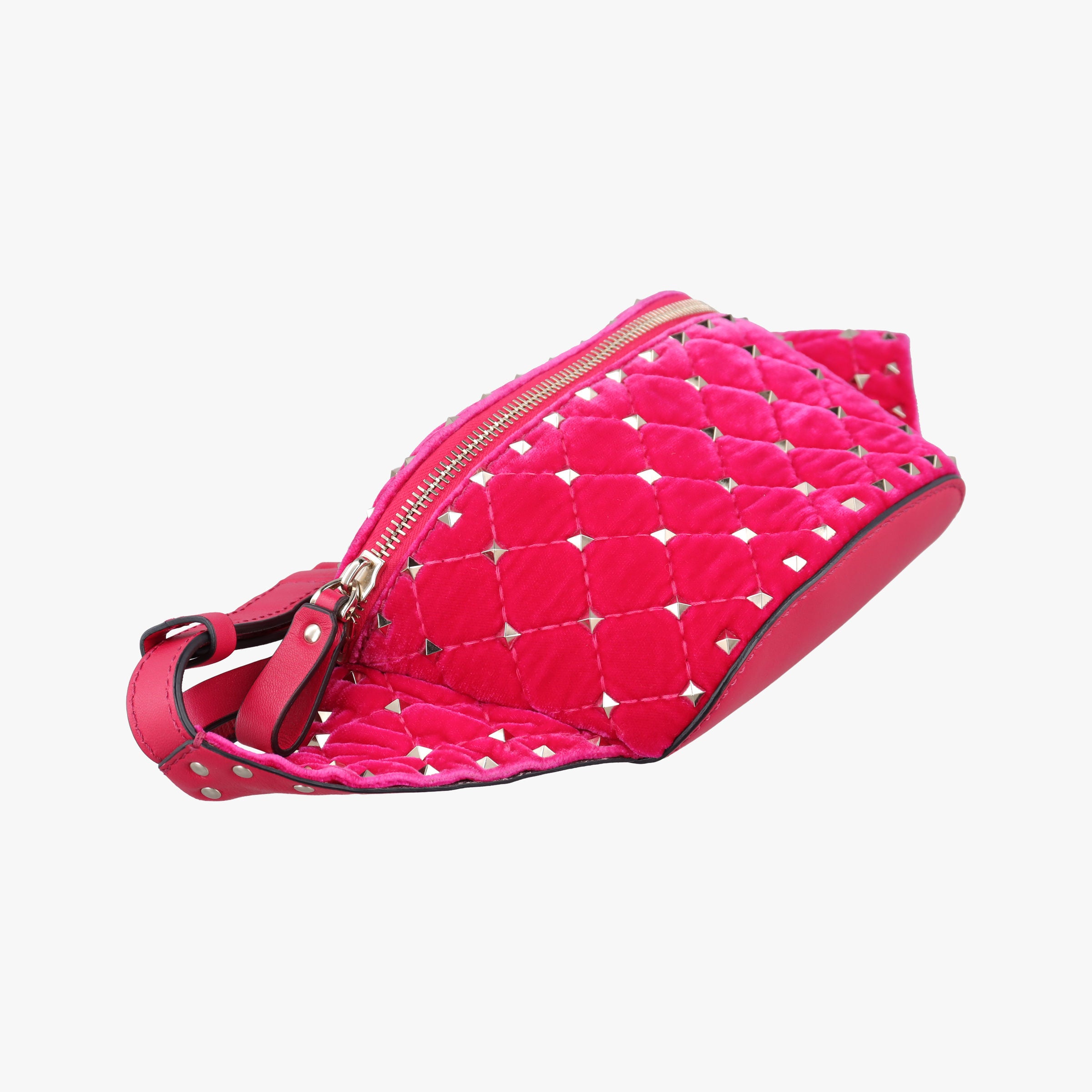 Pre-owned Valentino Rockstud Red Velvet  bum bag/waist bag | stylenewstar